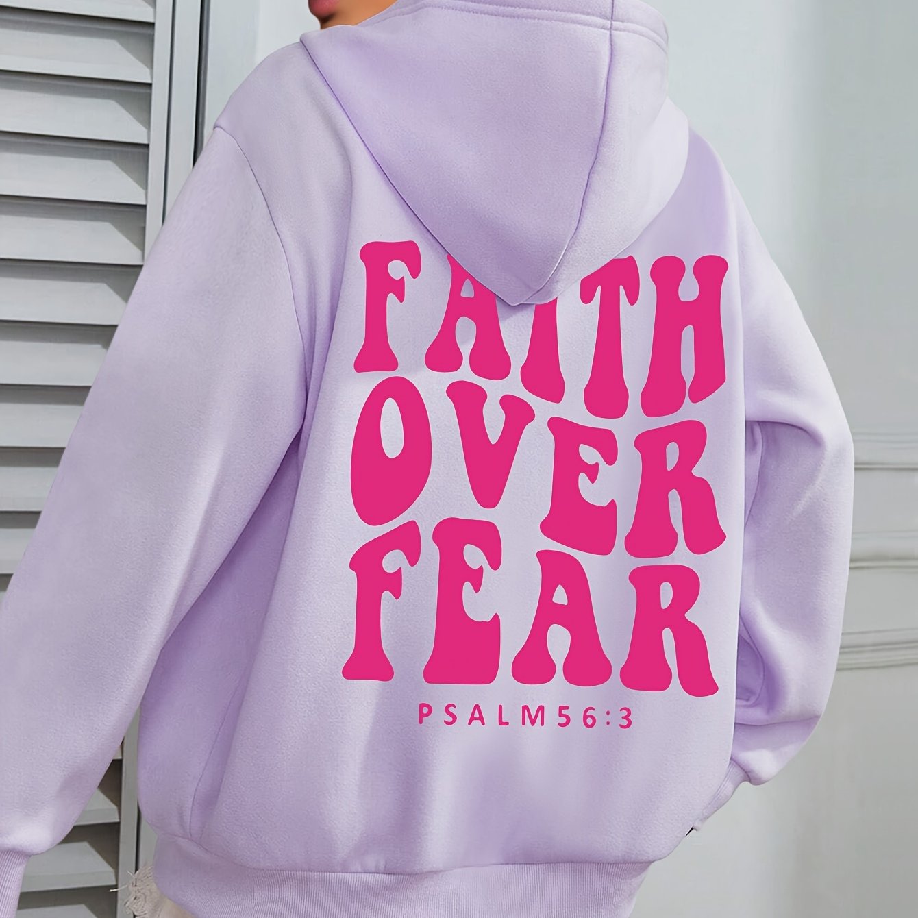Womens Casual Hoodie Faith Over Fear Alphabet Print