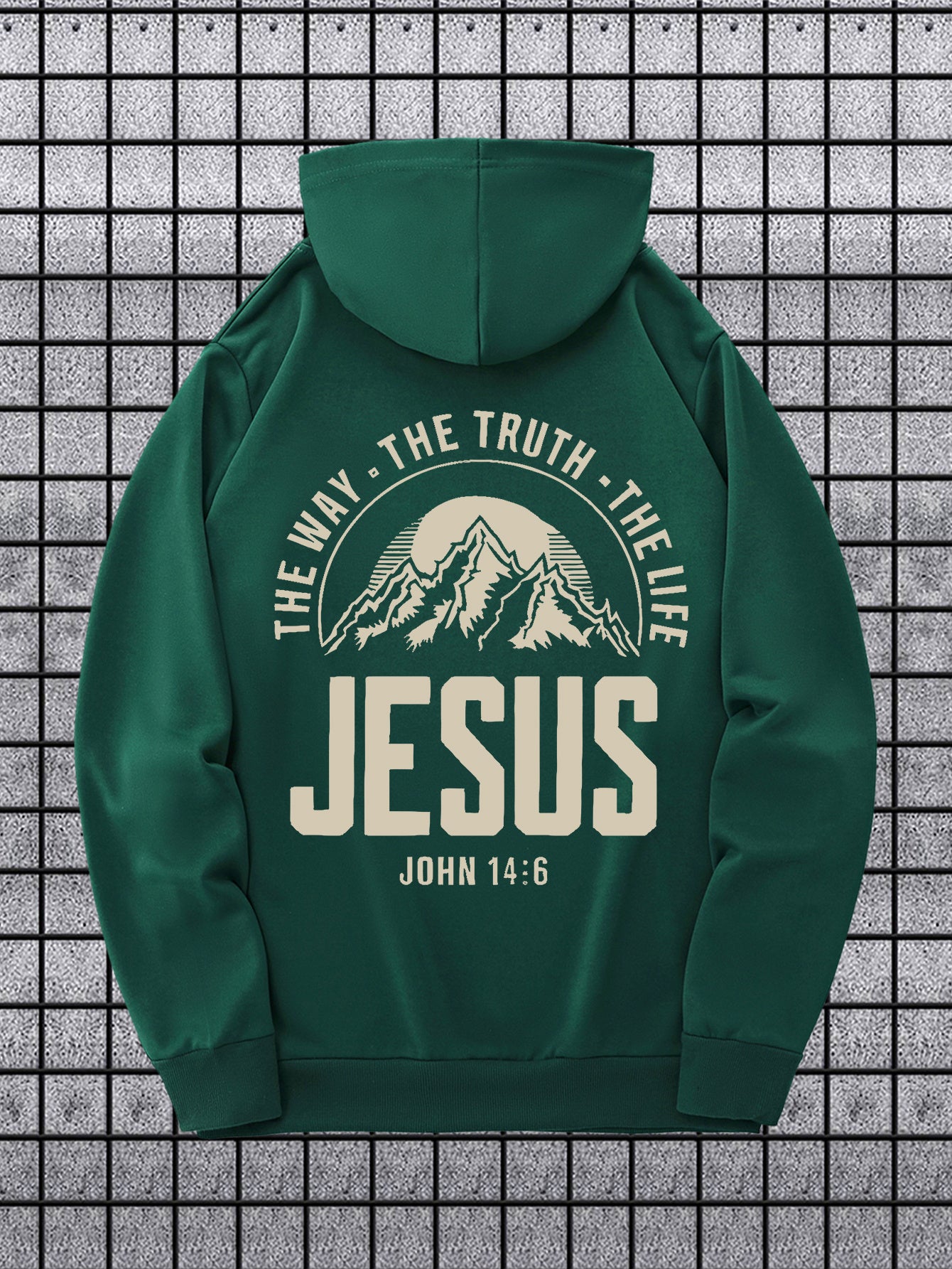 Velvet Hooded Sweatshirt With Jesus Print Casual Pullover