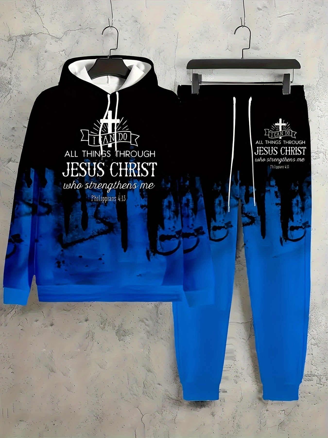 Faith Print Two Piece Hoodie And Jogger Set Everyday
