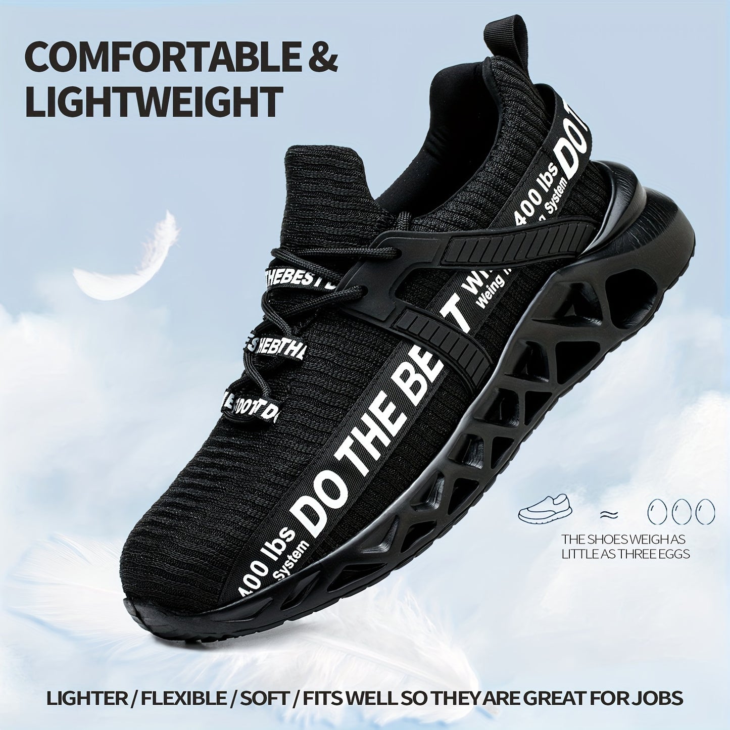 Men's Work Safety Shoes Puncture Resistant Slip Resistant Steel Toes Breathable Lightweight Odor Resistant for Industrial Construction Sites
