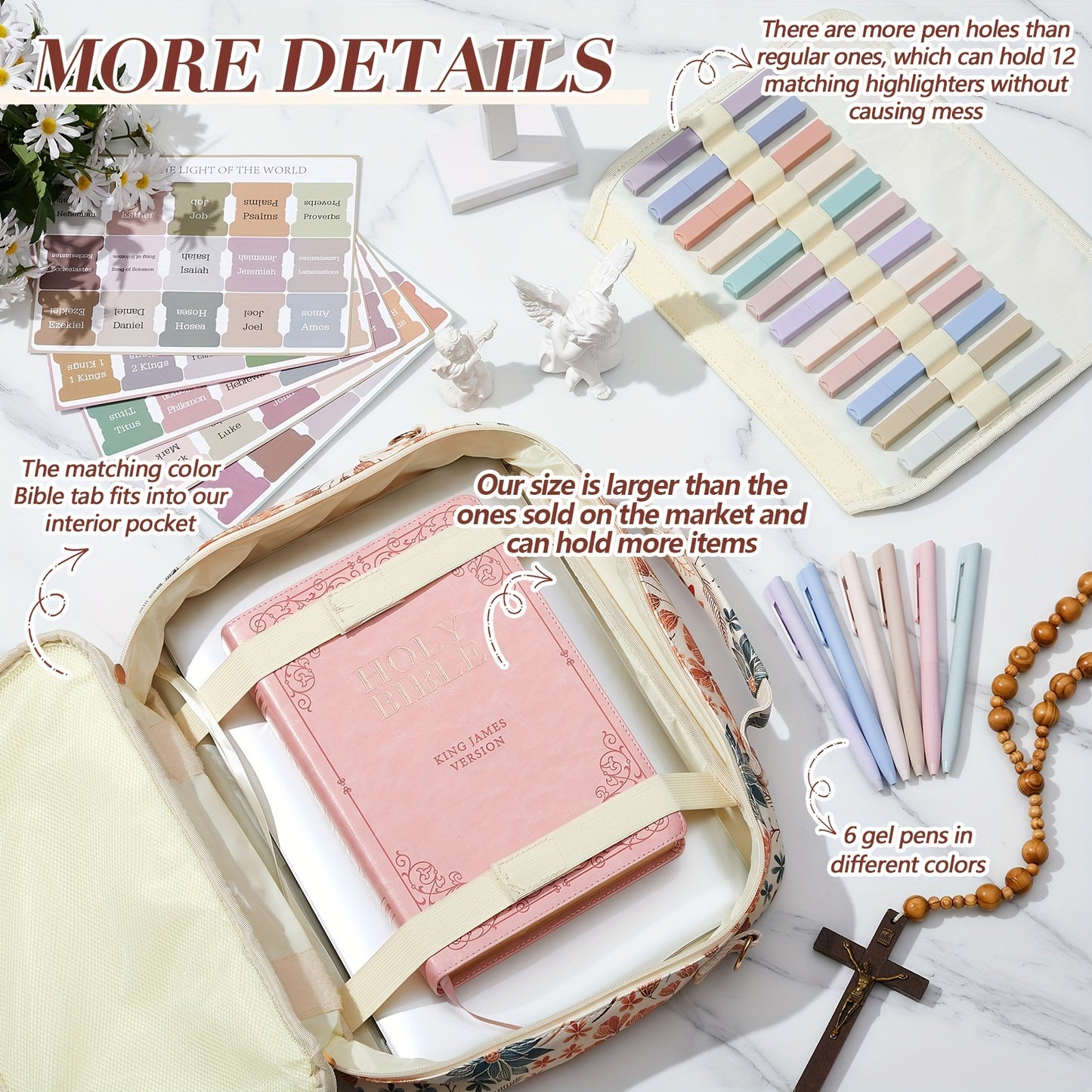 Extra Large Bible Cover Case Christian Gift For Women Stylish Chenille Letter PU Leather Bag