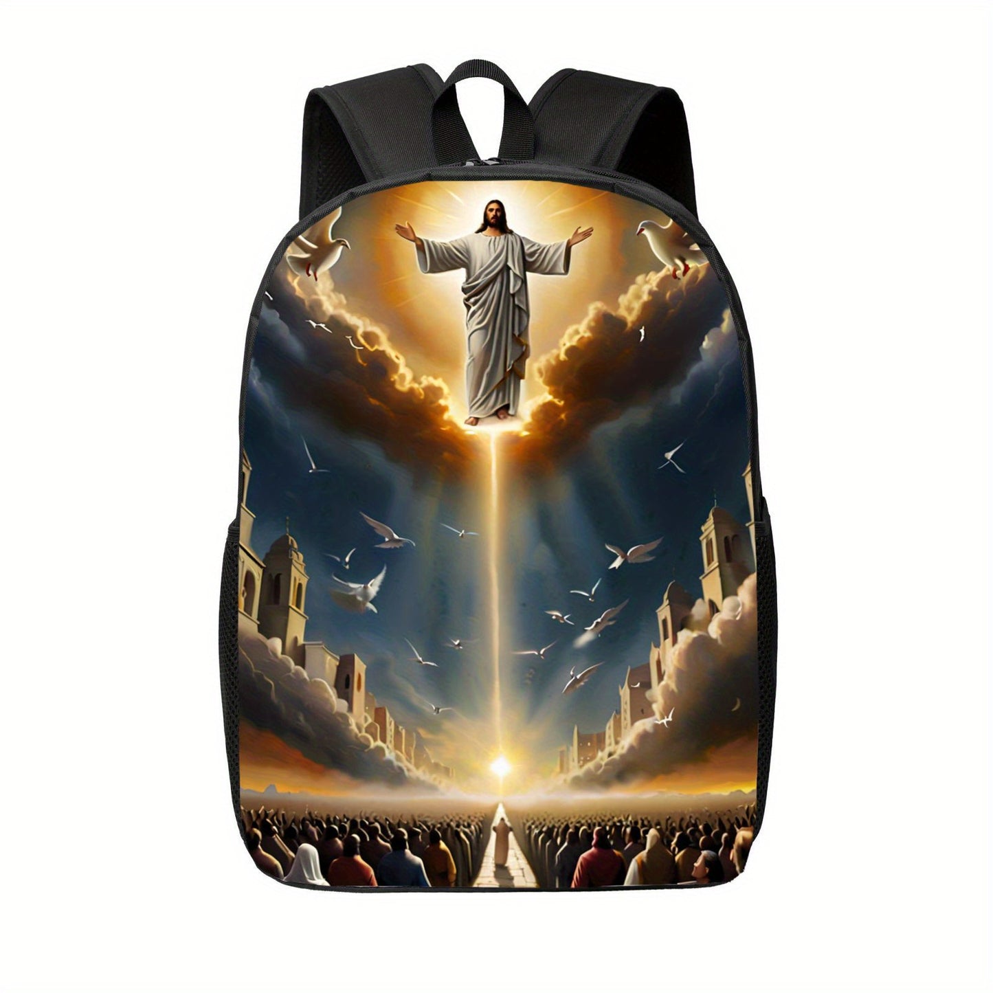 In His Divine Power Religious Backpack With Jesus Print