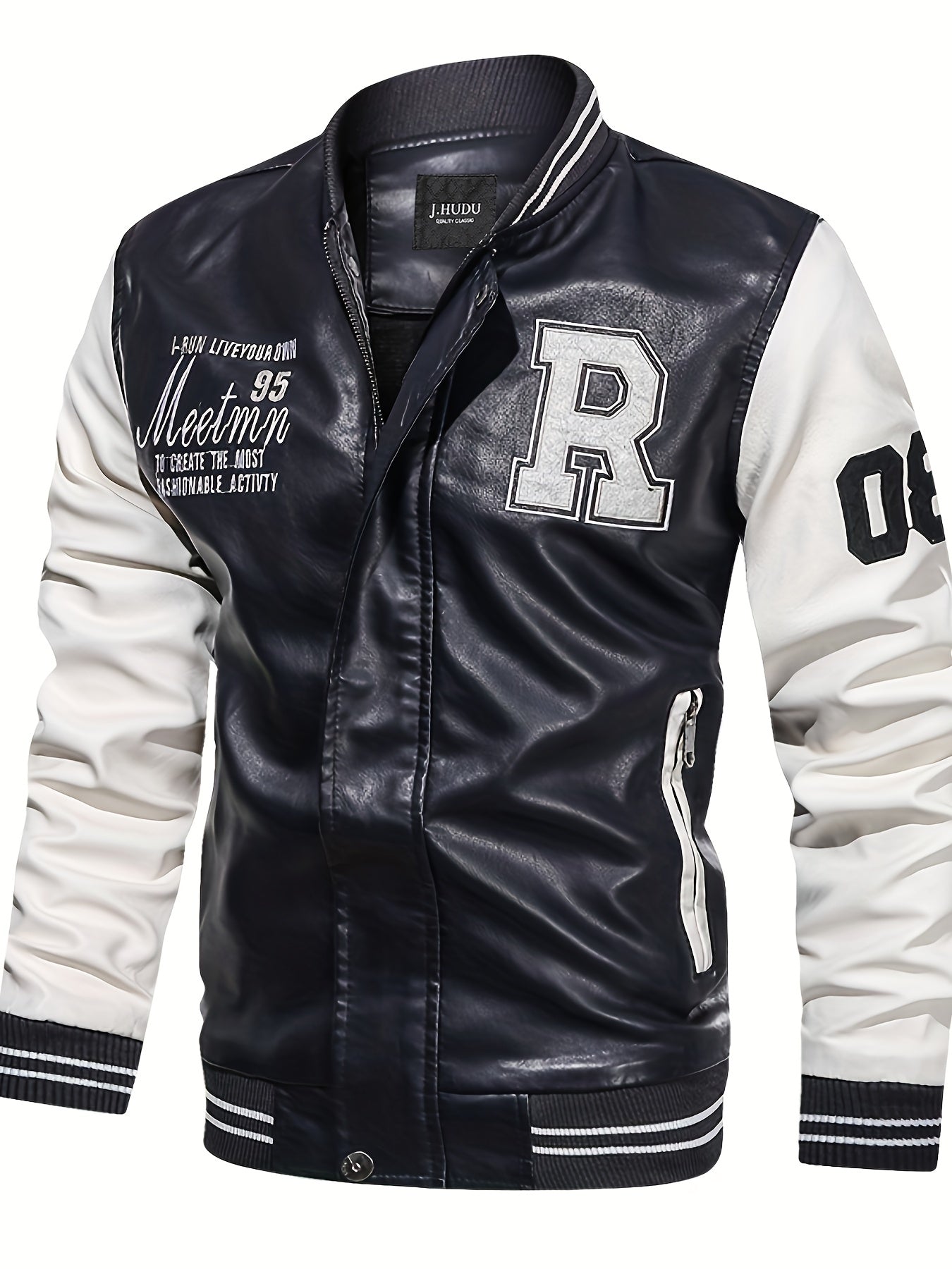 R Letter Print Jacket Raglan Oversized for Men Spring