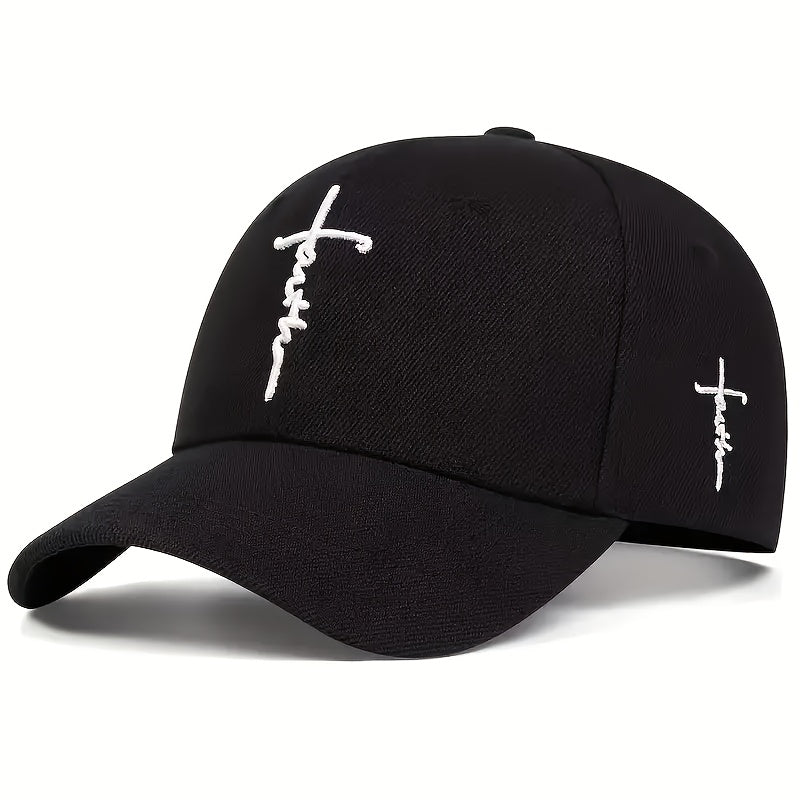 In His Divine Power Cross Embroidered Baseball Caps
