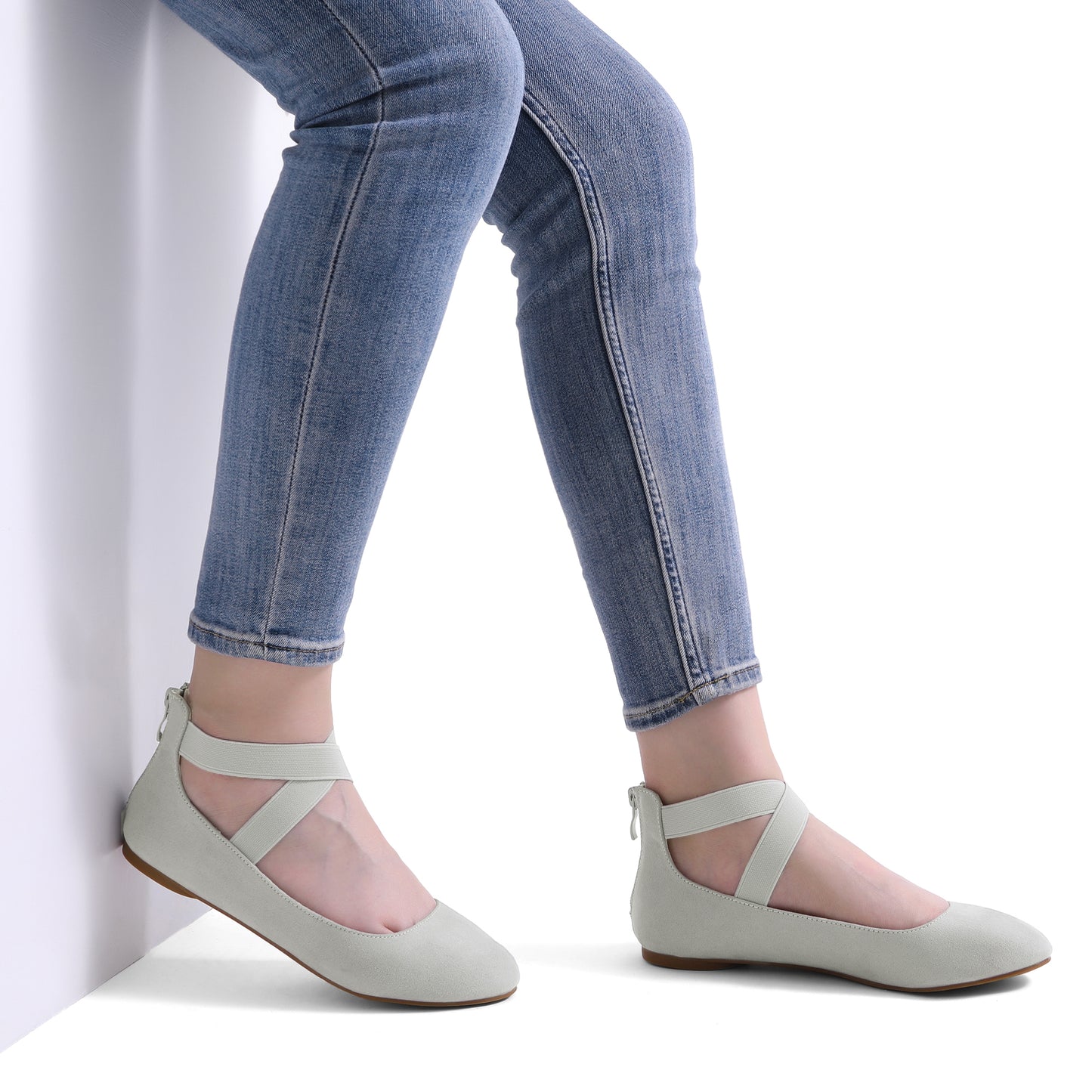 Women's Comfortable Fashion Elastic Ankle Strap Flats Shoes