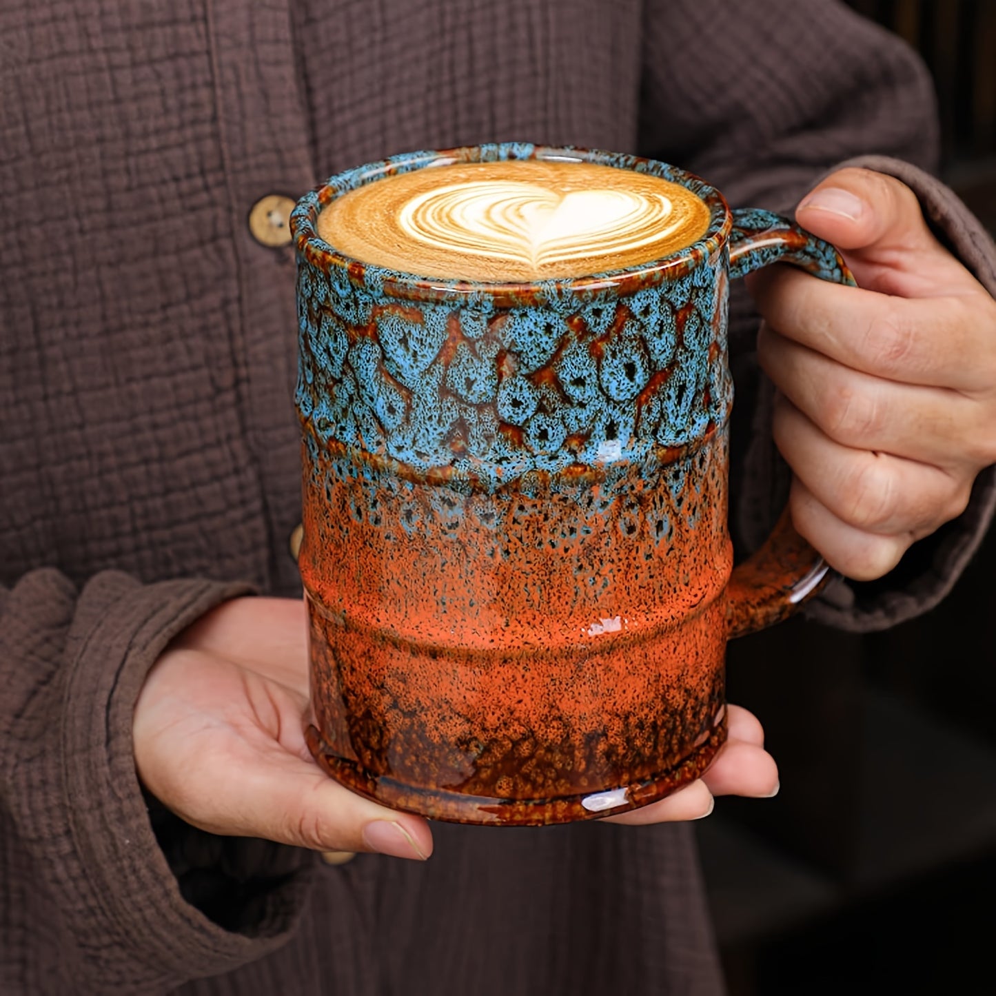 Ceramic Colorful Coffee Mug, 600ml Large Capacity, Insulated