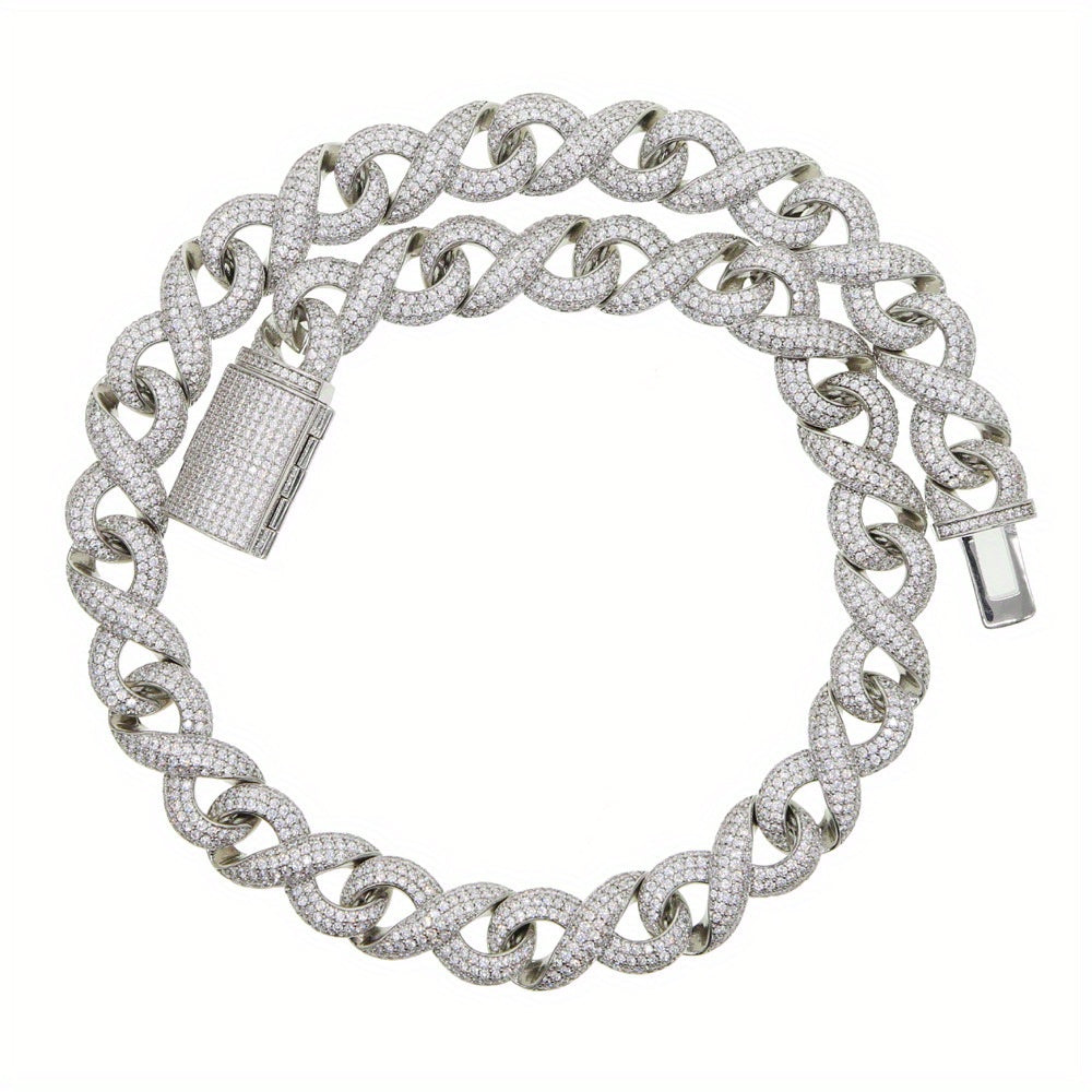 Hip Hop Encrusted Eight Character Synthetic Zirconia Necklace