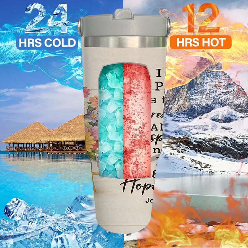 Stainless Steel Tumbler With Straw And Jeremiah 29 11