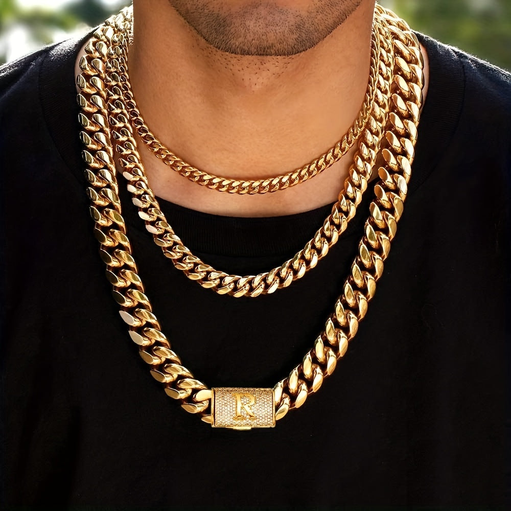 2 Pcs Miami Cuban Link Chain Set For Men