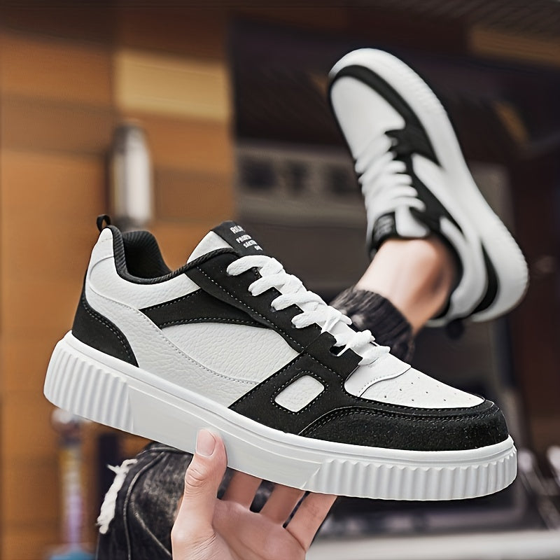 Men's Trendy Solid Color Block Skate Shoes for All Season Wear