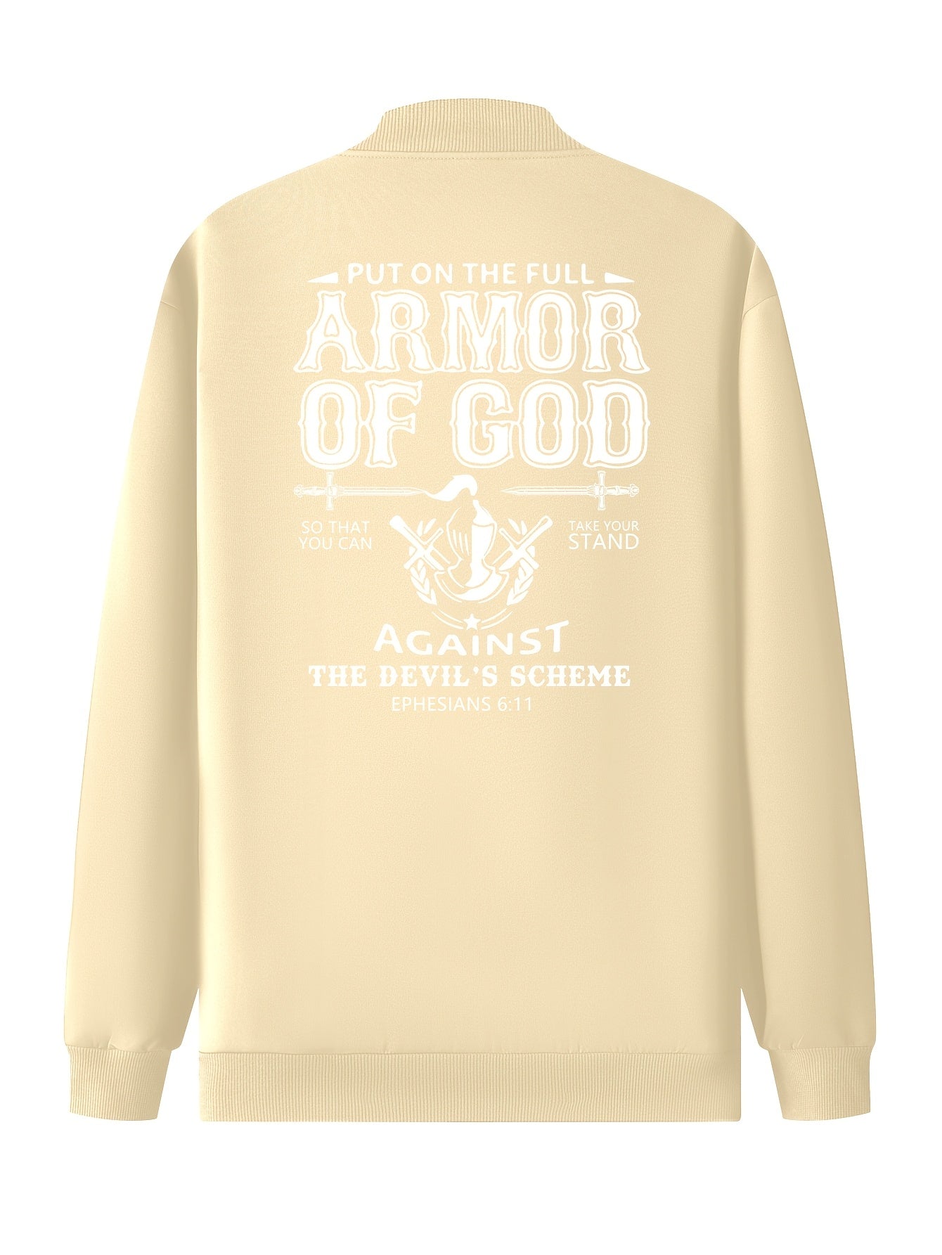 In His Divine Power Armor Of God Print Mens Jacket Collar