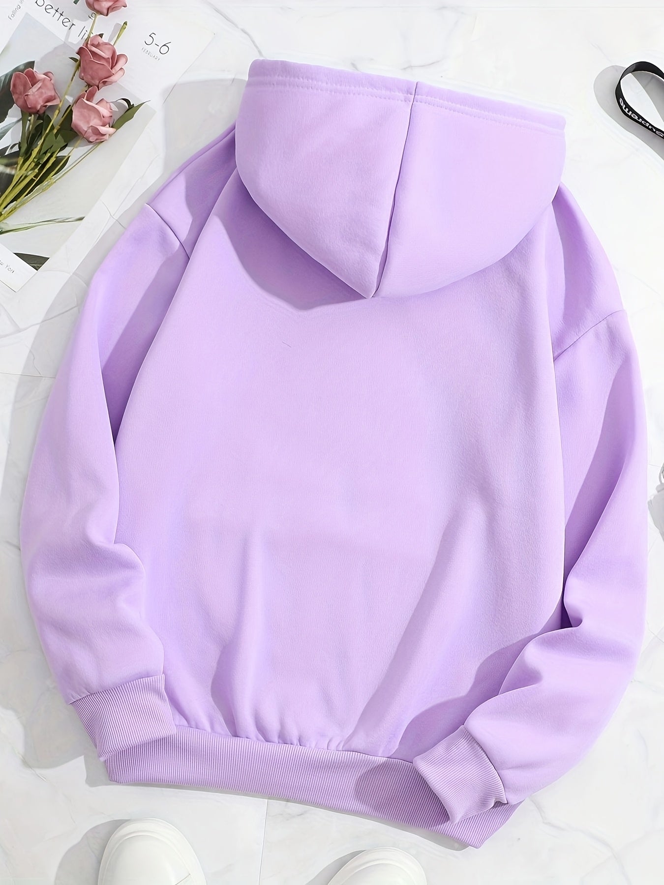 Womens Casual Polyester Hoodie Alphabet Print Drawstring