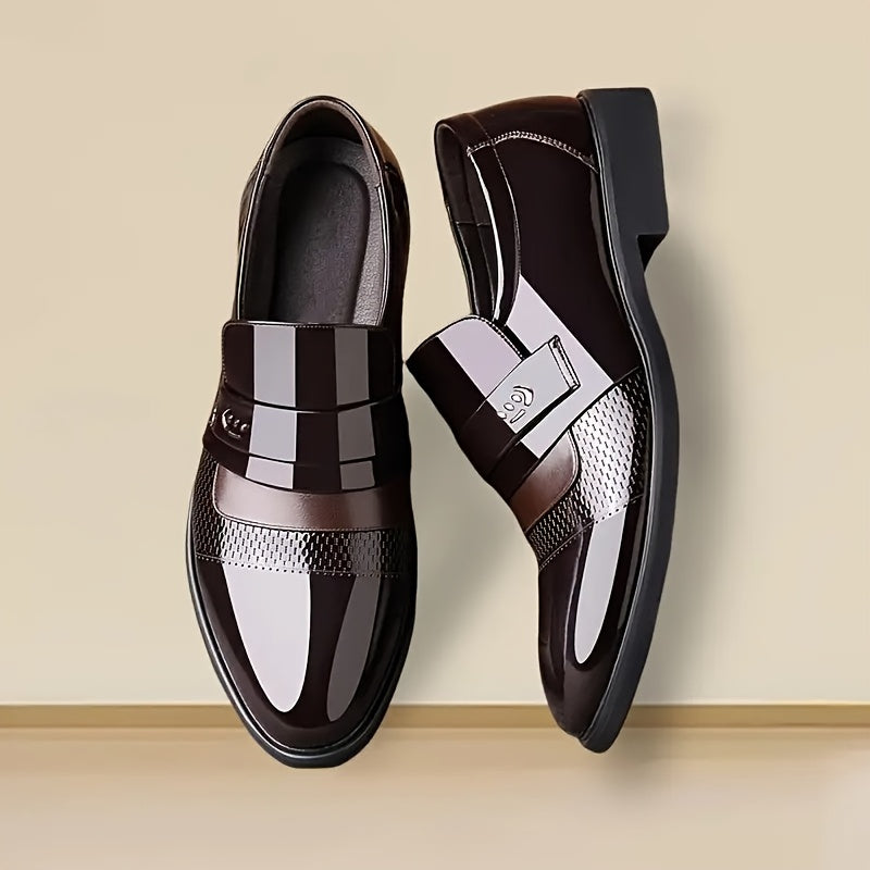Black Oxford Dress Shoes Slip On Non Slip Penny Loafers