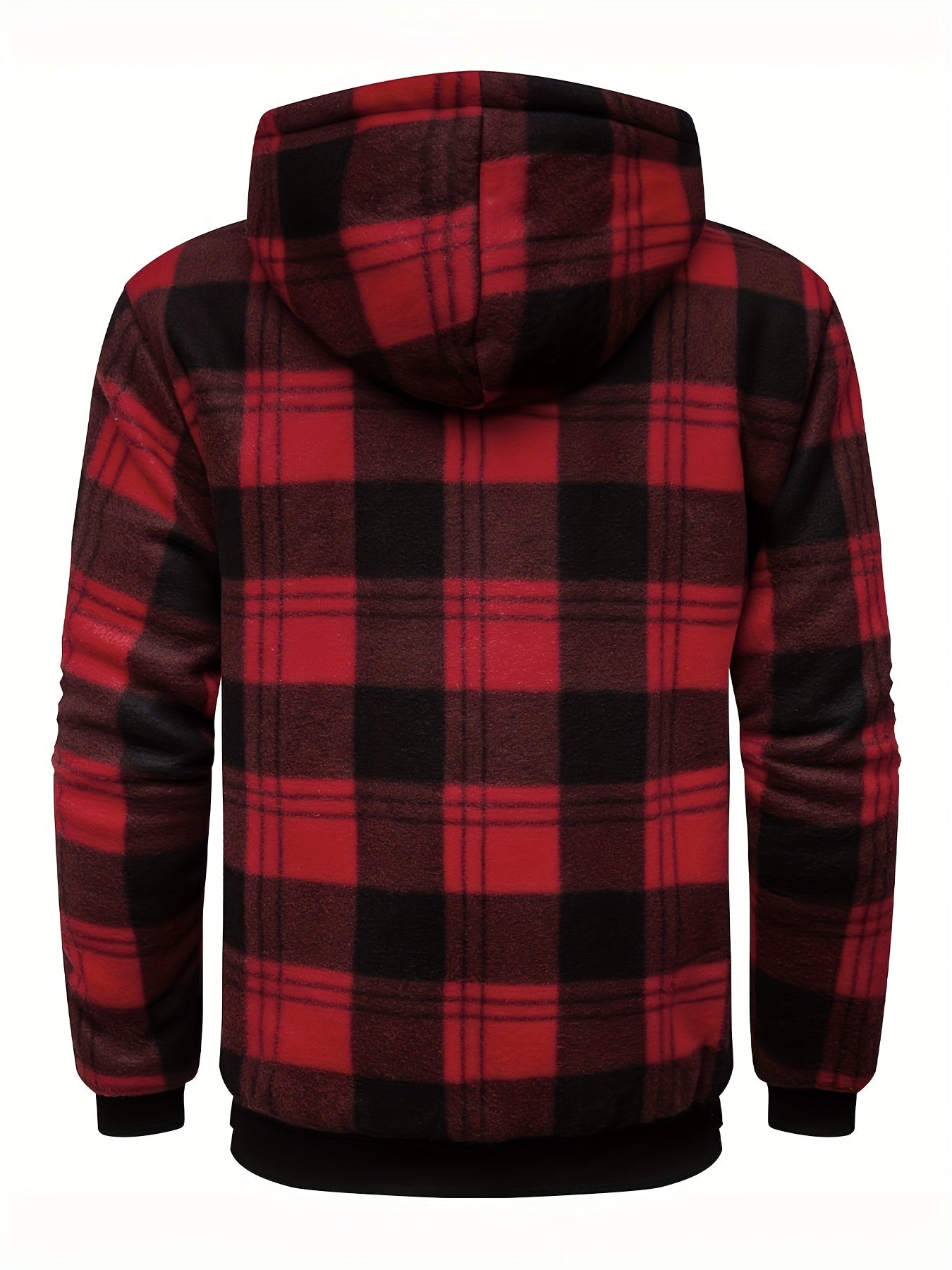 Divine Power Mens Plaid Fleece Hooded Jacket With Zipper