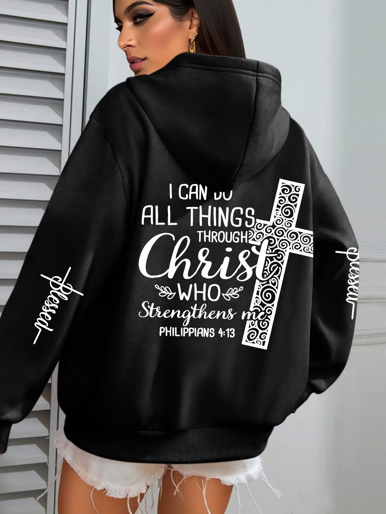 IHDP Inspirational Christ Hoodie For Women Front Pocket