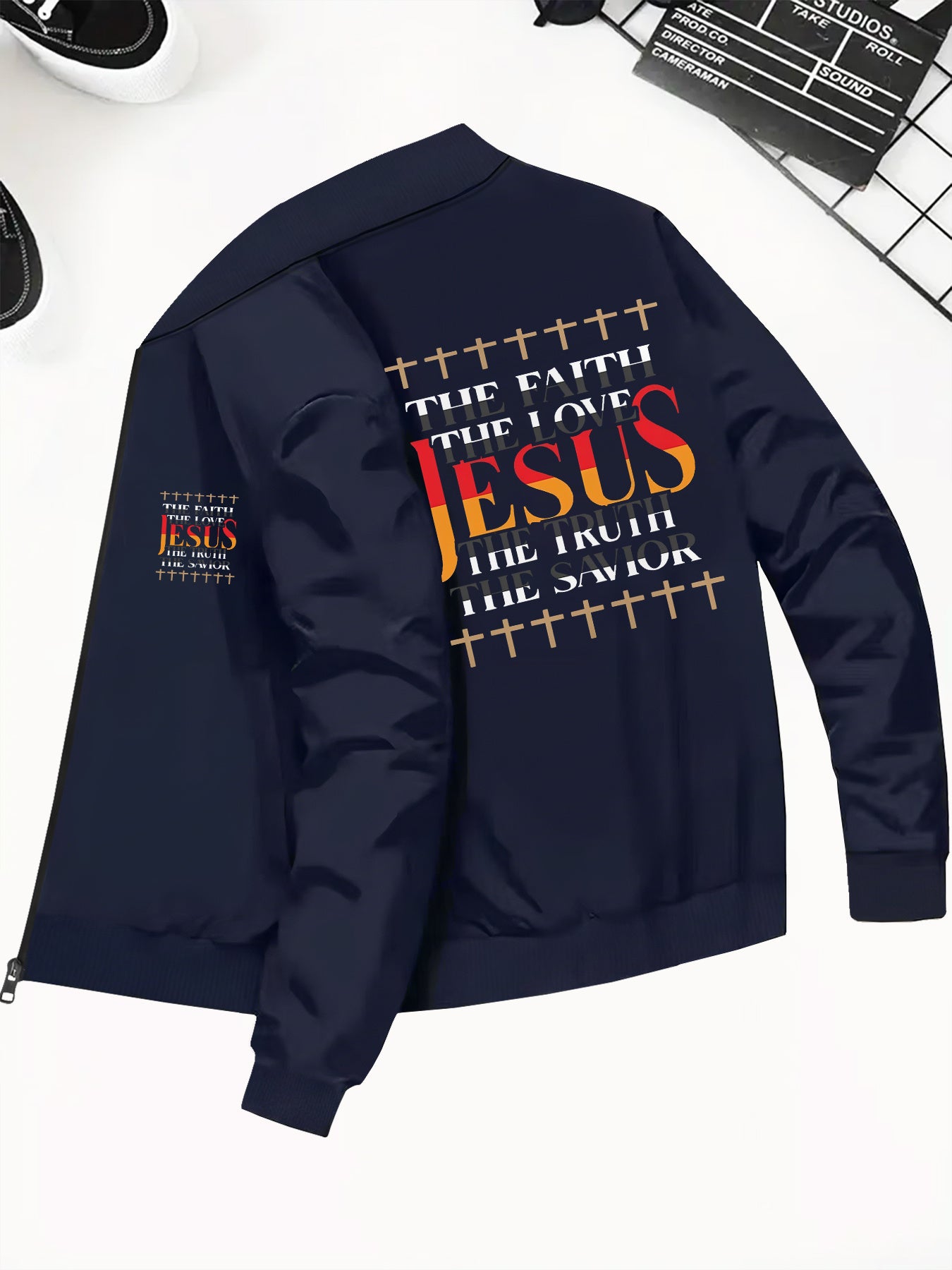 Divine Power Inspiring Jesus Bomber Jacket With Back Print