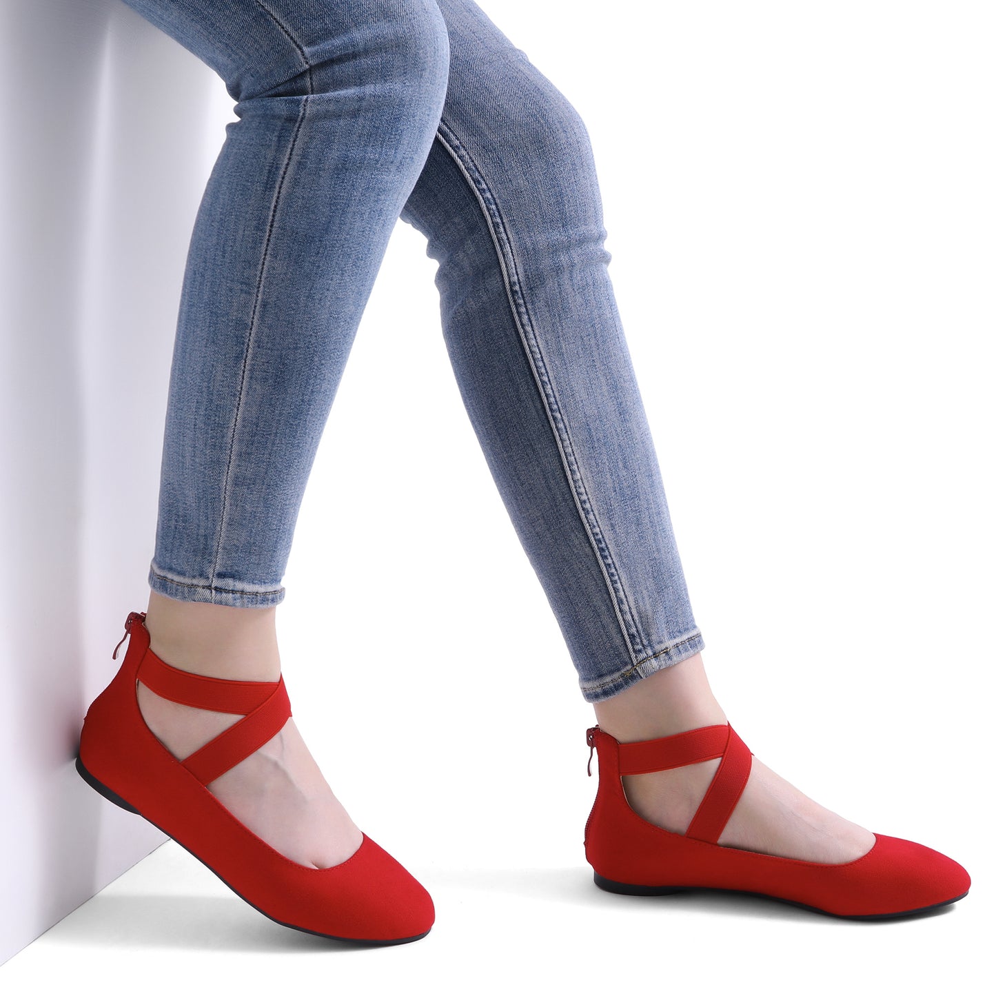 Women's Comfortable Fashion Elastic Ankle Strap Flats Shoes
