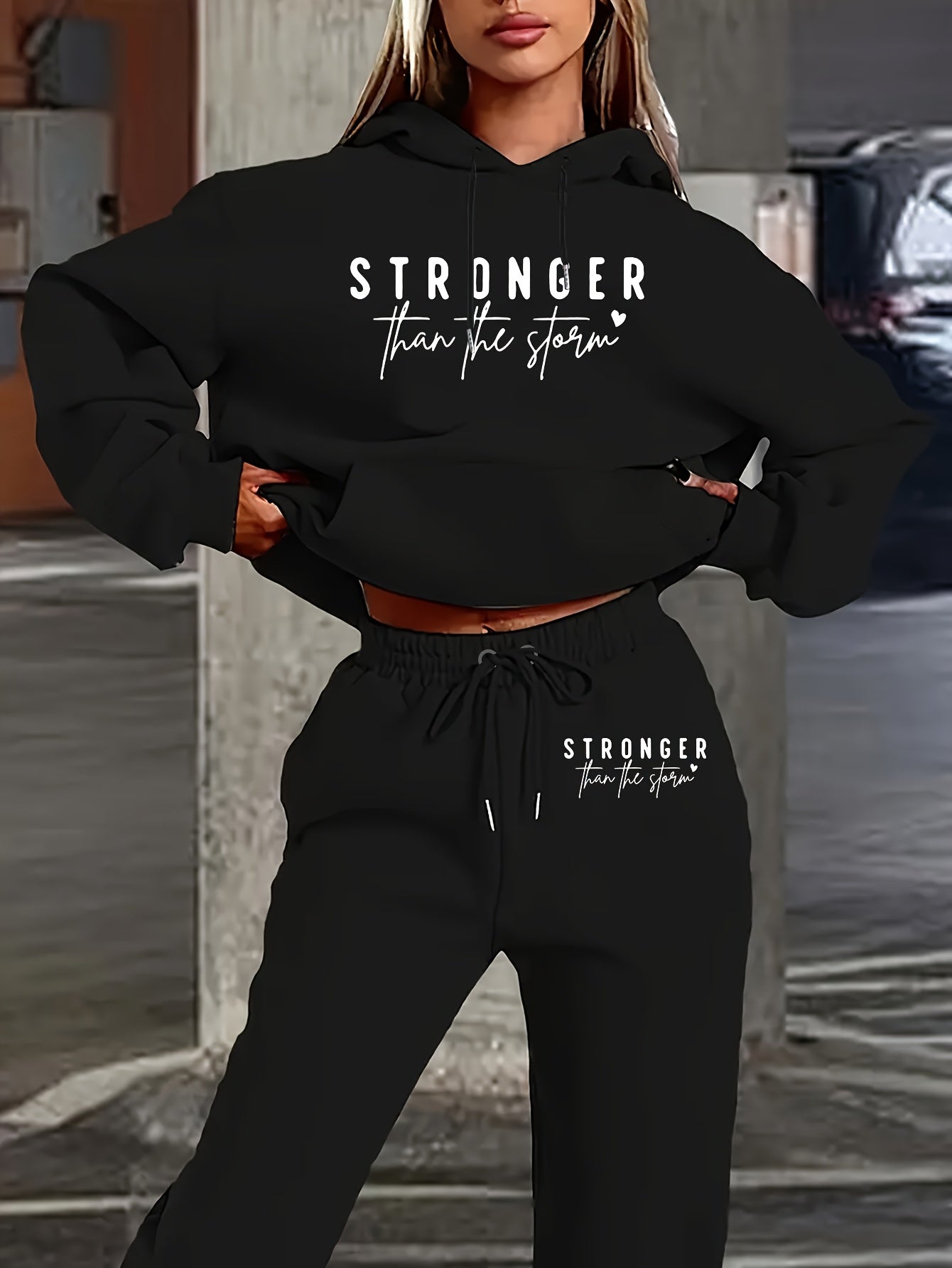 Casual Two Piece Hoodie And Pants Set For Women Relaxed Fit