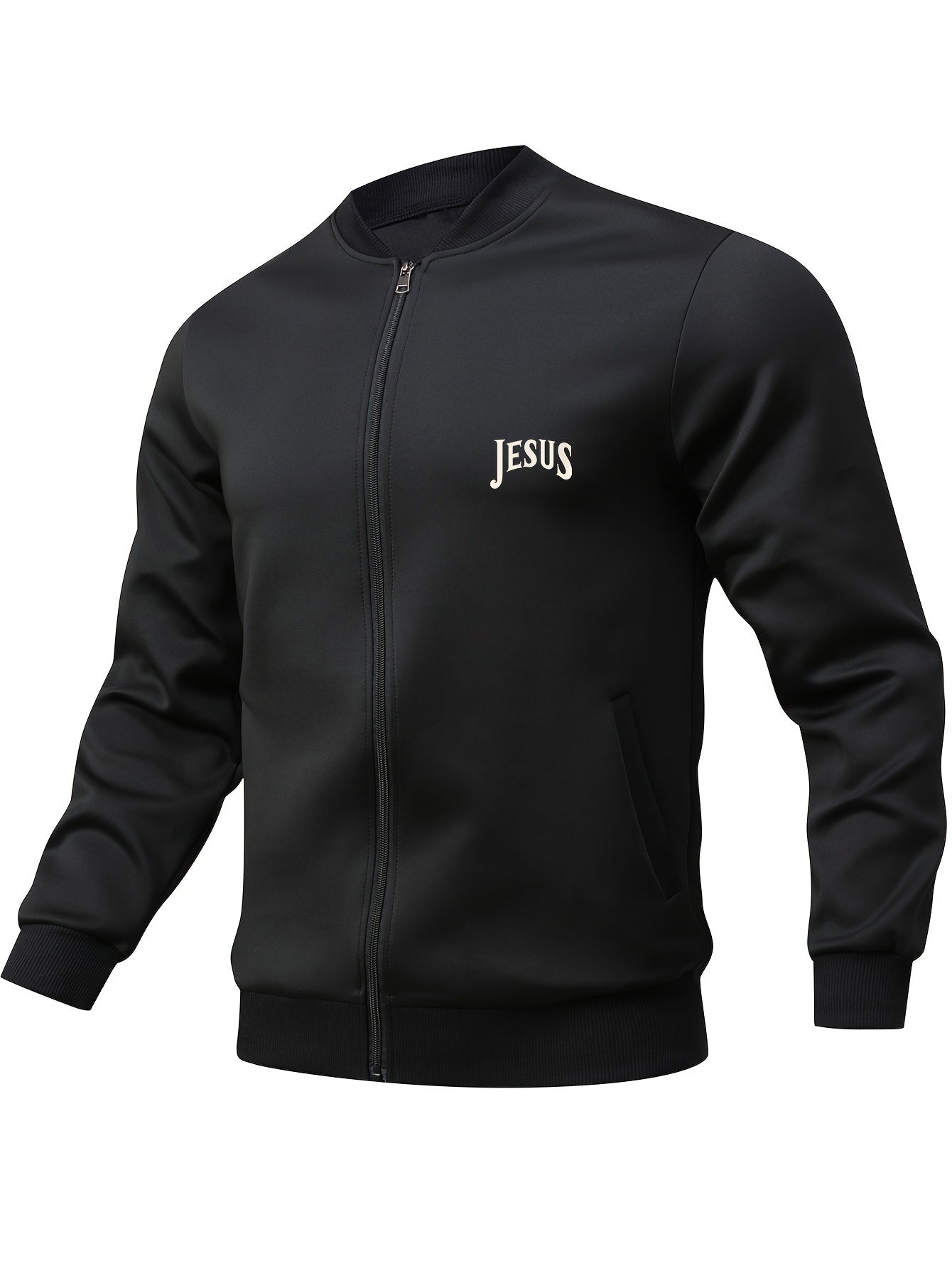 Mens Zip Up Baseball Collar Jacket Regular Fit Outerwear