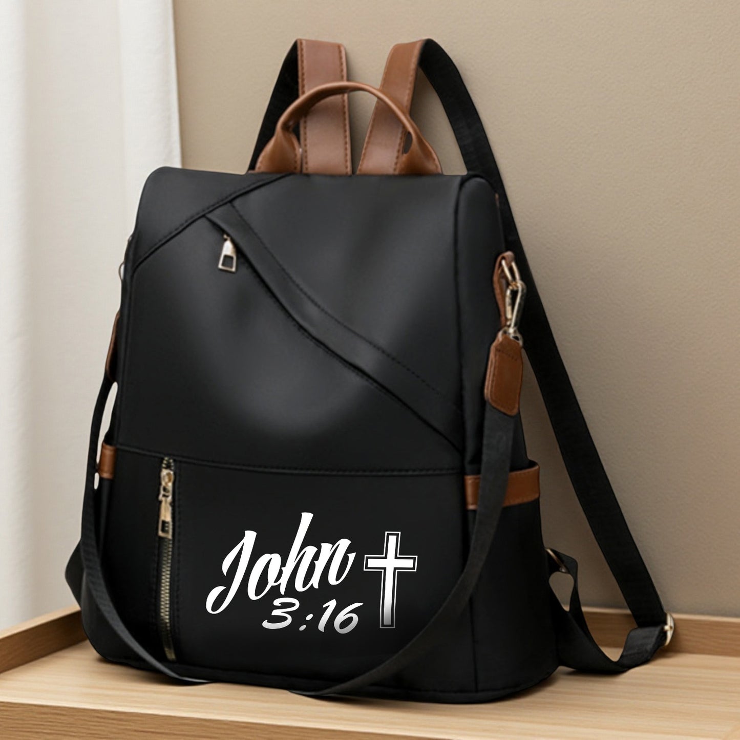 In His Divine Power Lightweight Jesus Backpack Cross Print