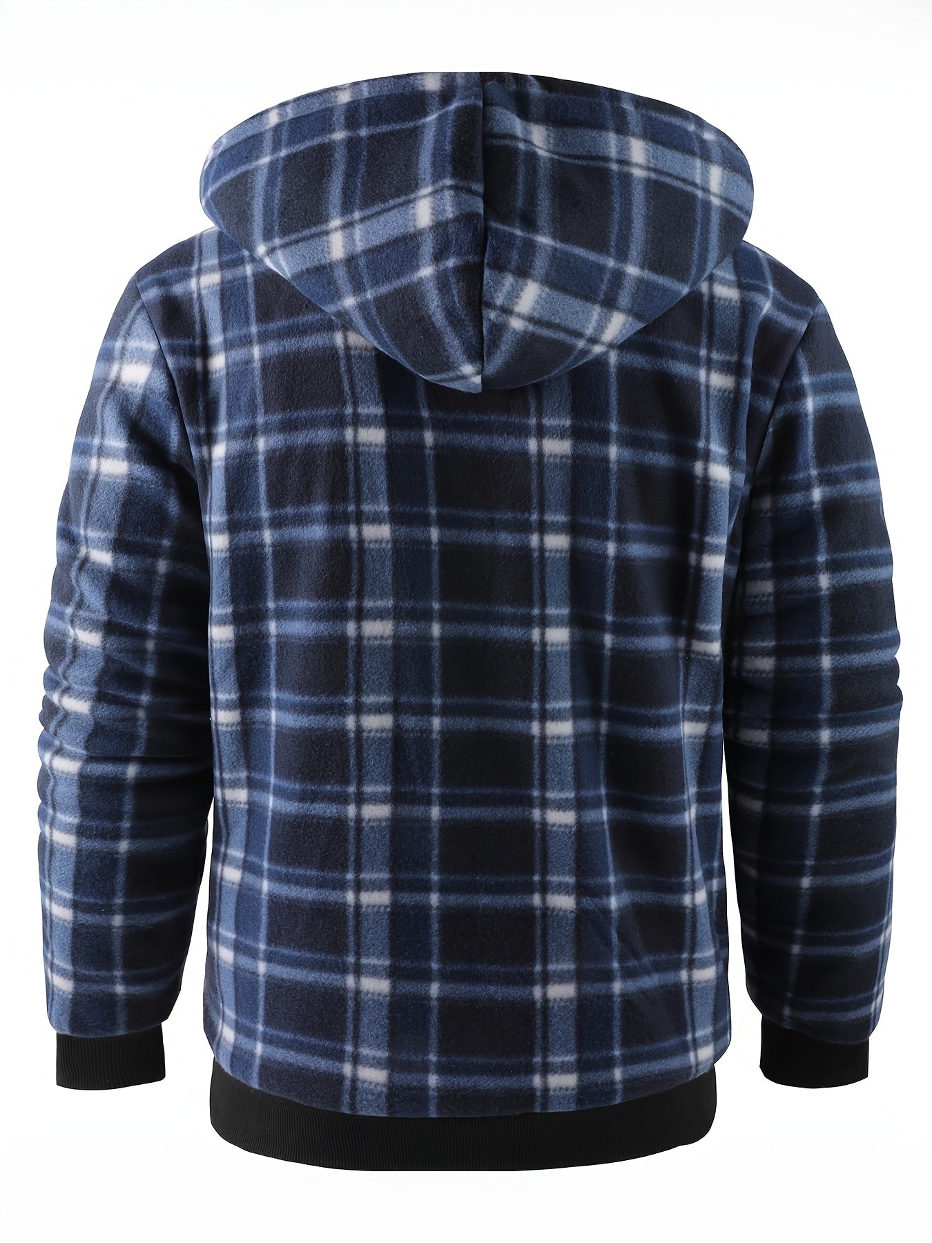 Divine Power Mens Plaid Fleece Hooded Jacket With Zipper