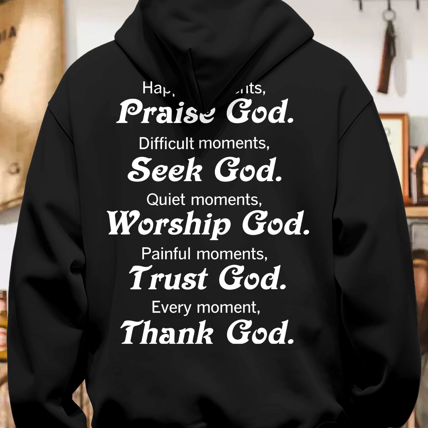 Yuy Cloth Praise God Printed Cotton Hoodie Relaxed Fit