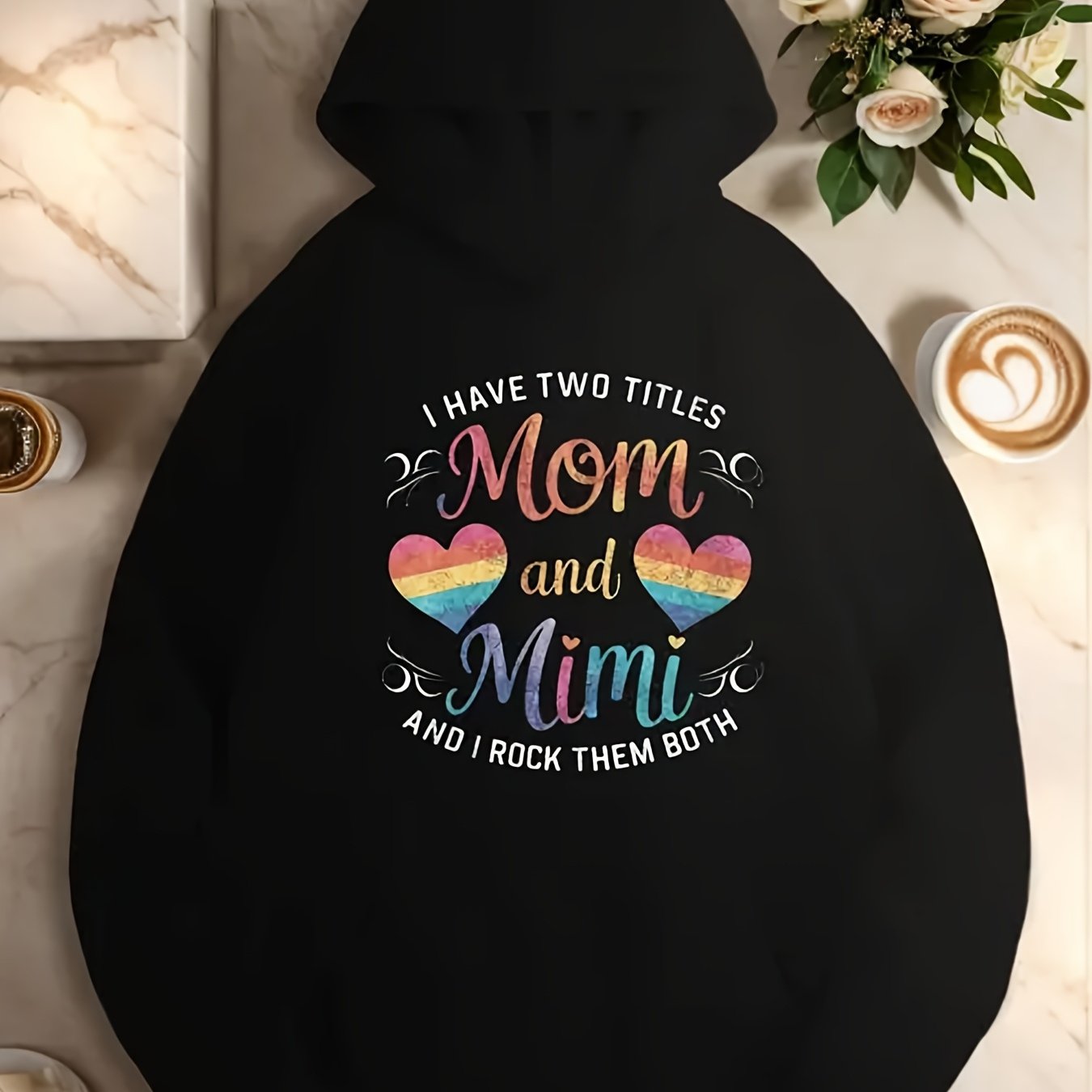 Women Casual Printed Hoodie Mom And Mimi Kangaroo Pocket
