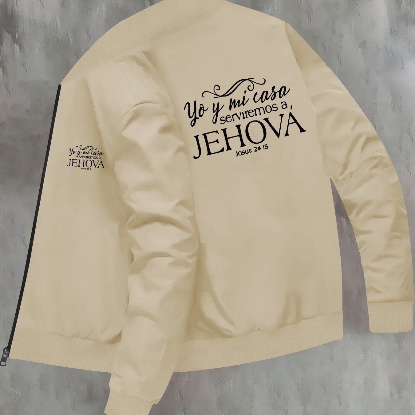 Men's Slim Fit Religious Print Bomber Jacket Casual
