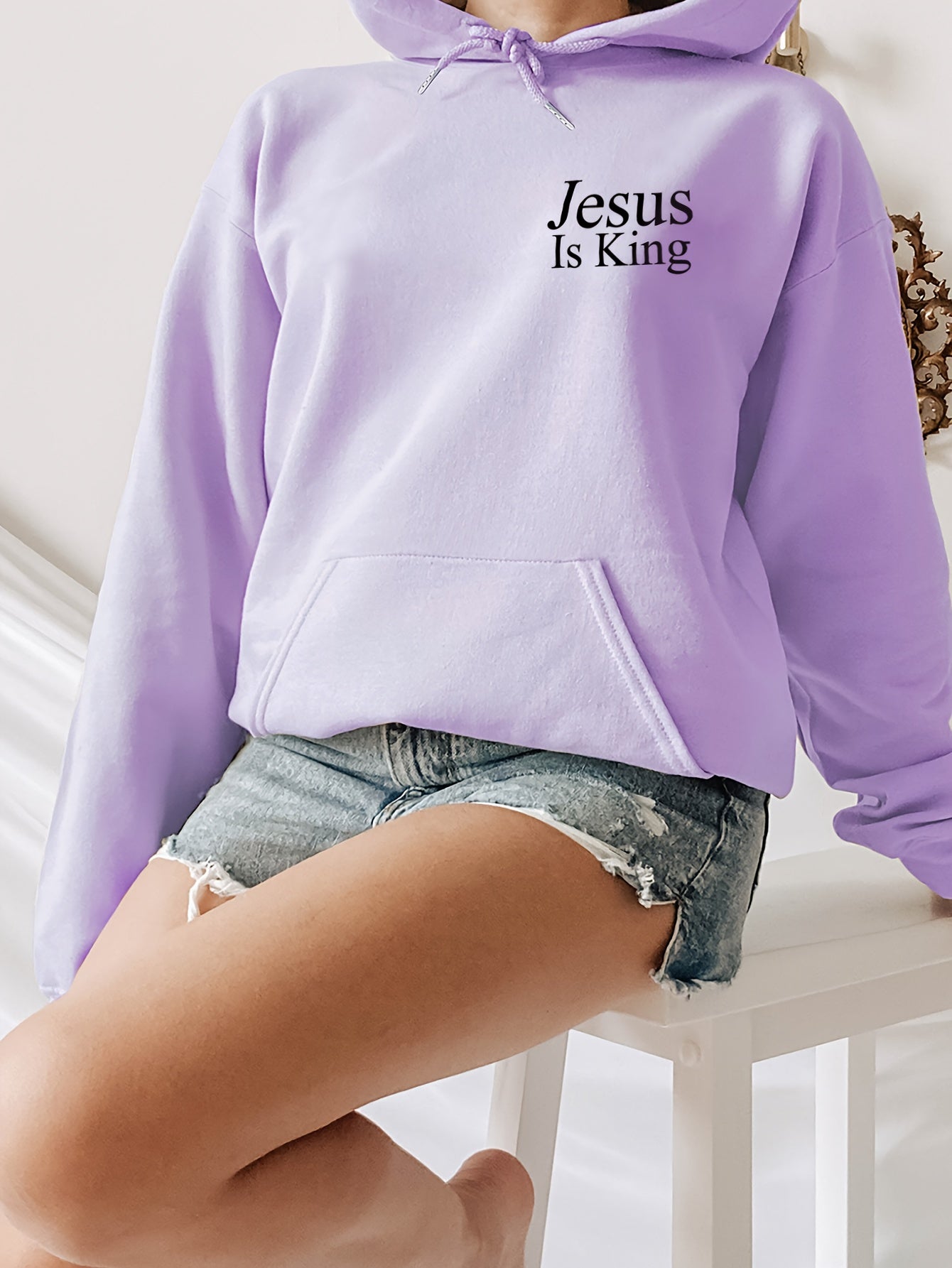 Inspirational Hoodie Faith Is King Polyester Long Sleeve