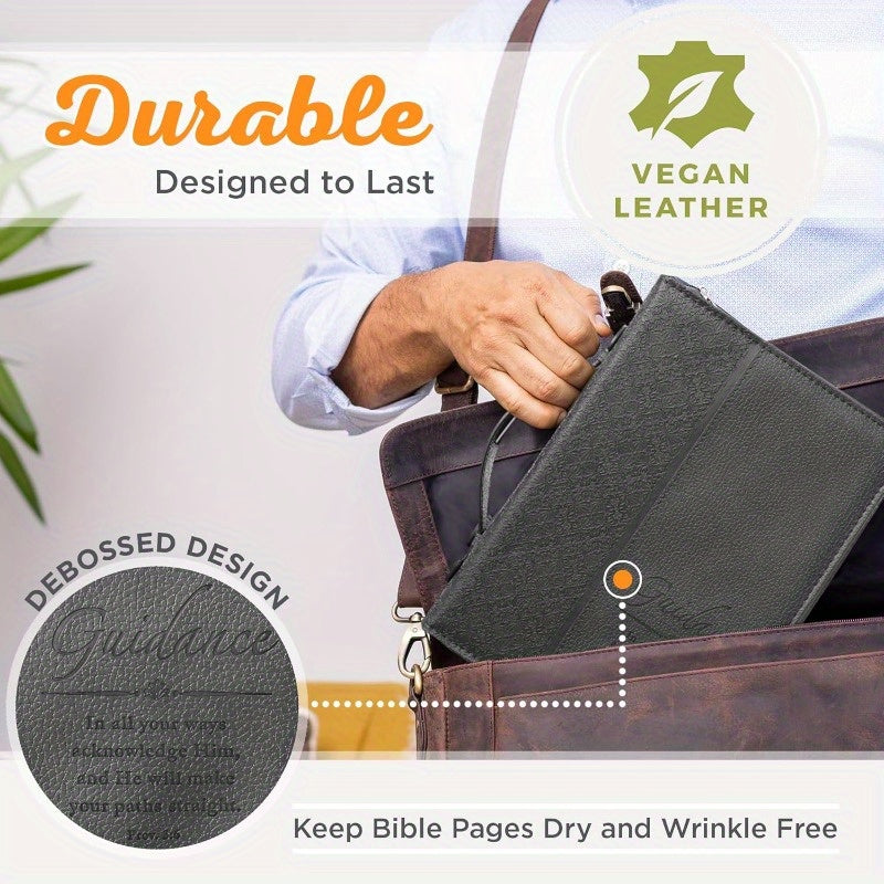 Mens Classic Faux Leather Bible Cover Guidance Prayer