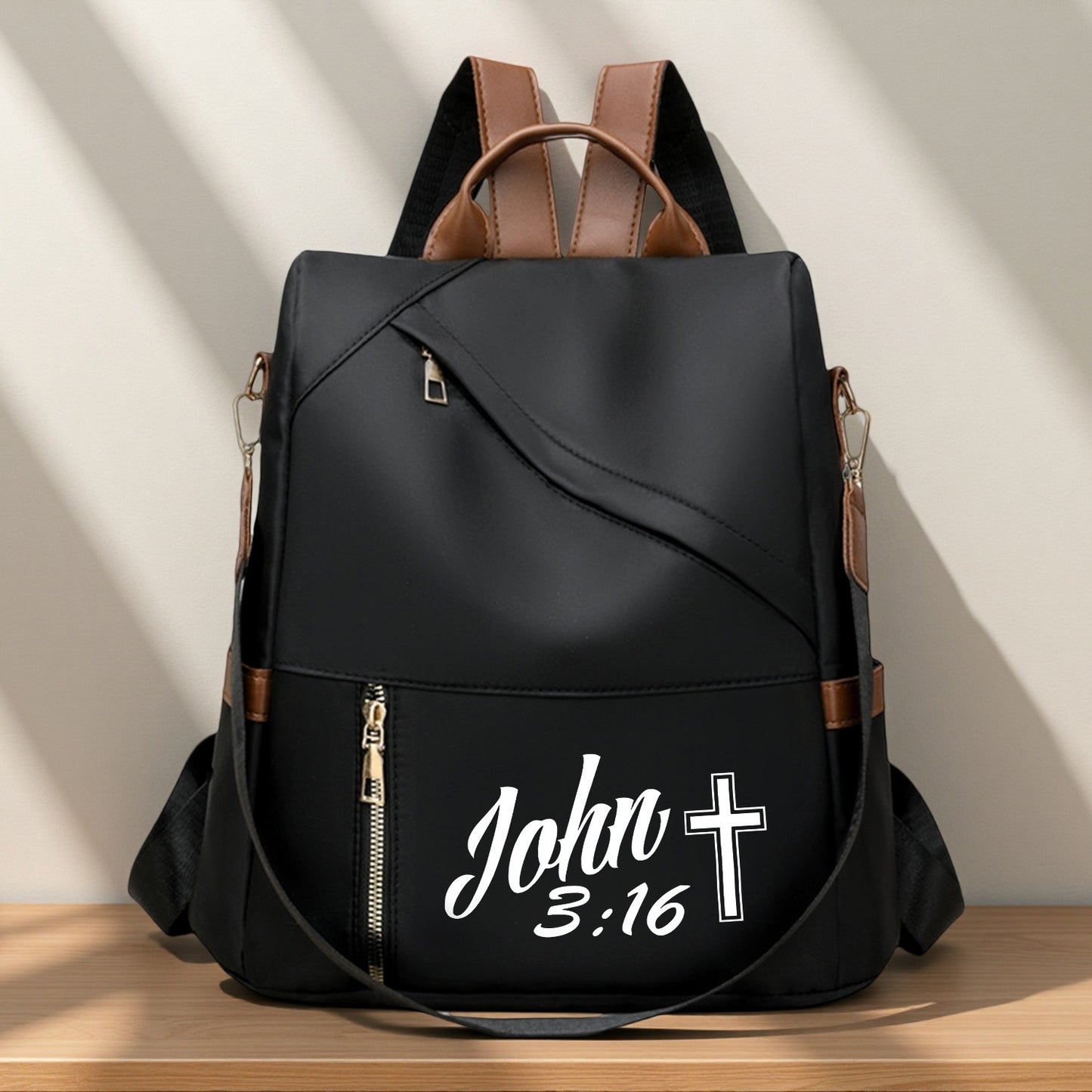 In His Divine Power Lightweight Jesus Backpack Cross Print