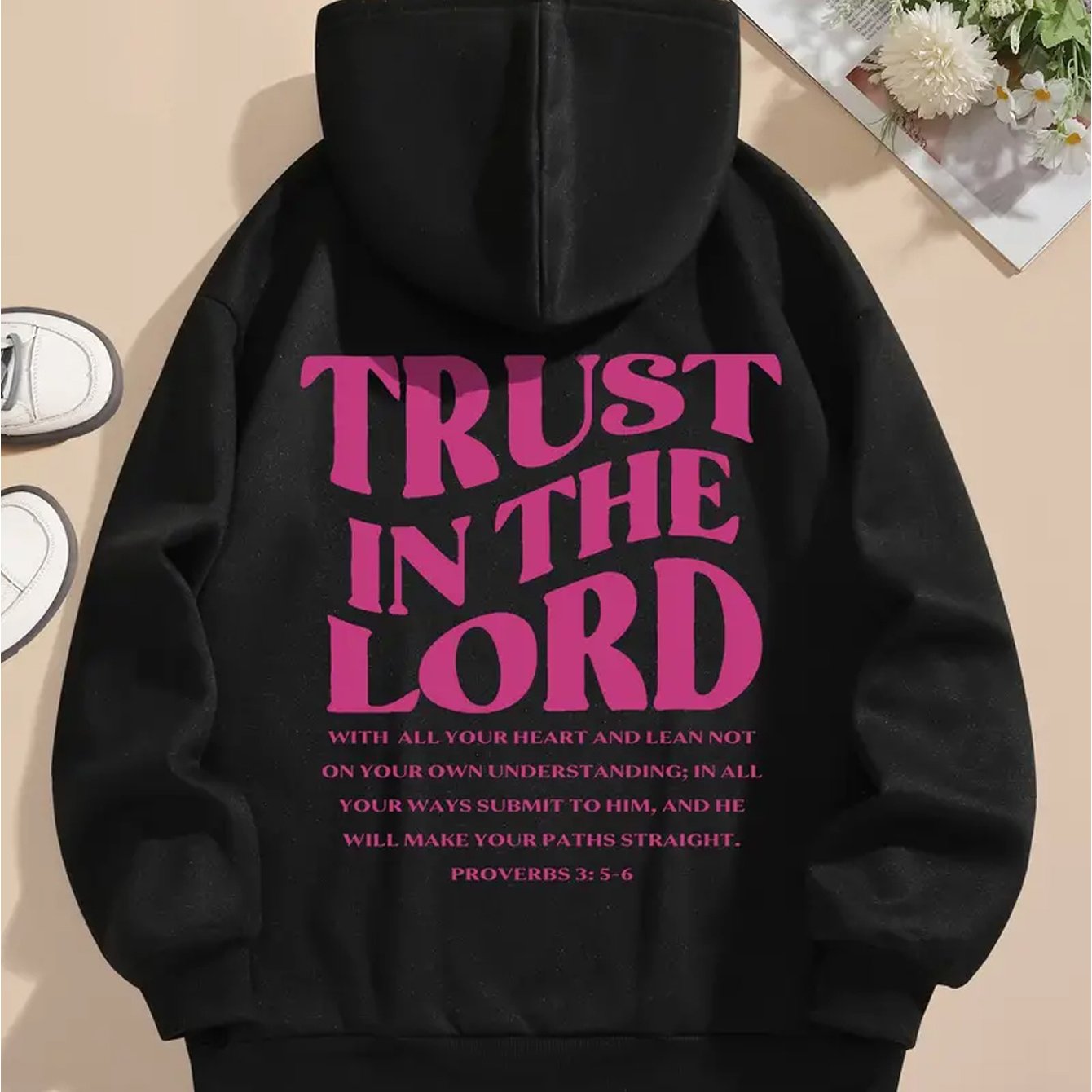Alphabet Print Hoodie Sweatshirt Polyester Hooded Casual