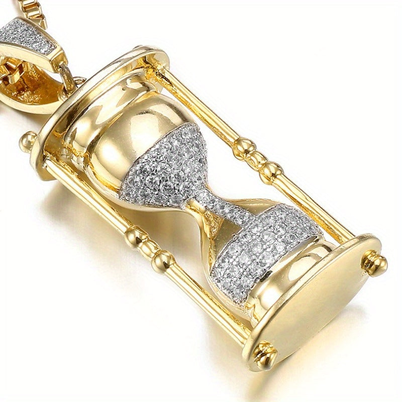 S925 Silver Hourglass Pendant Hip Hop Necklace