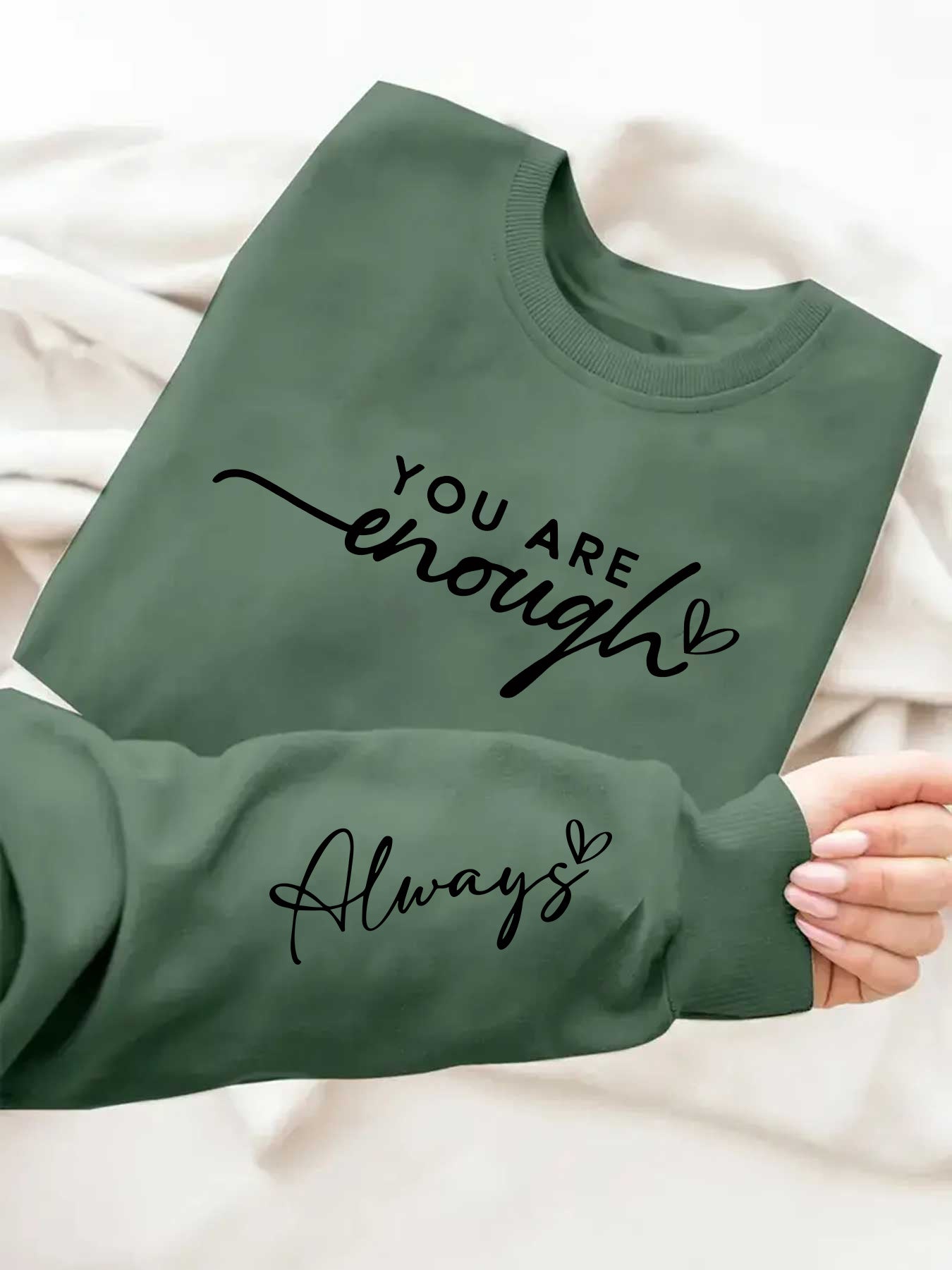 You Are Enough Graphic Print Sweatshirt Casual Pullover