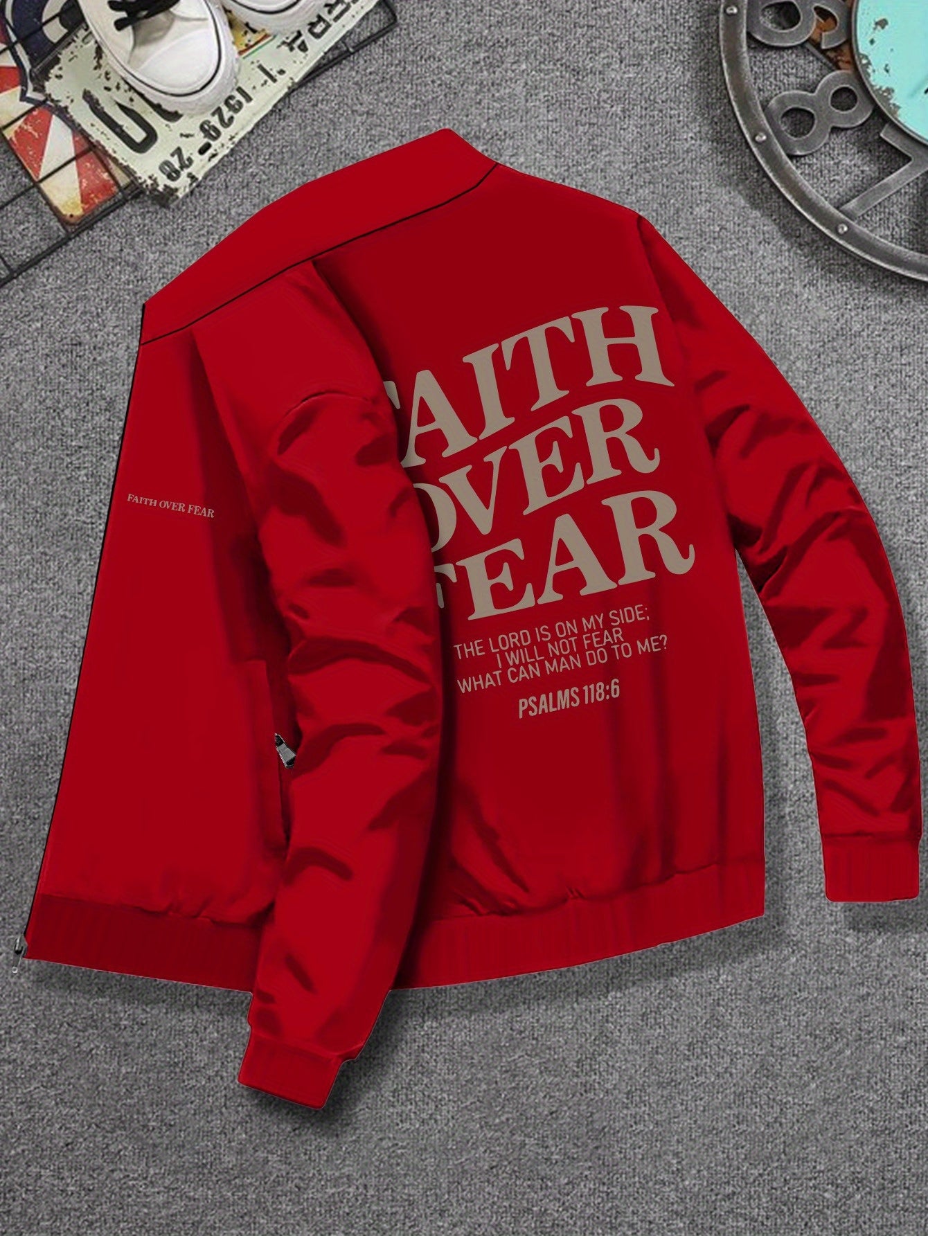 Divine Power Faith Over Fear Jacket For Men Stand Collar