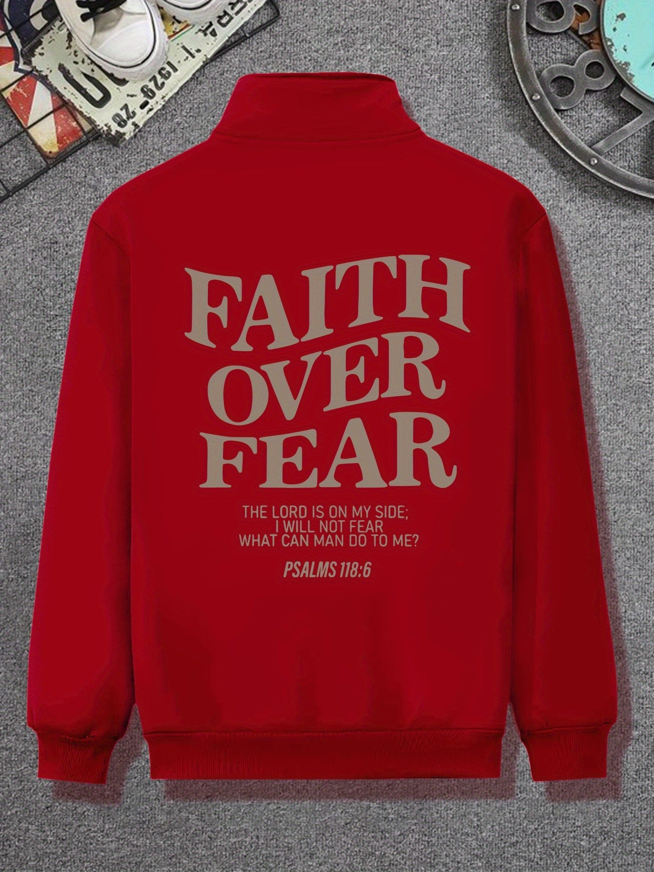 Divine Power Faith Over Fear Jacket For Men Stand Collar