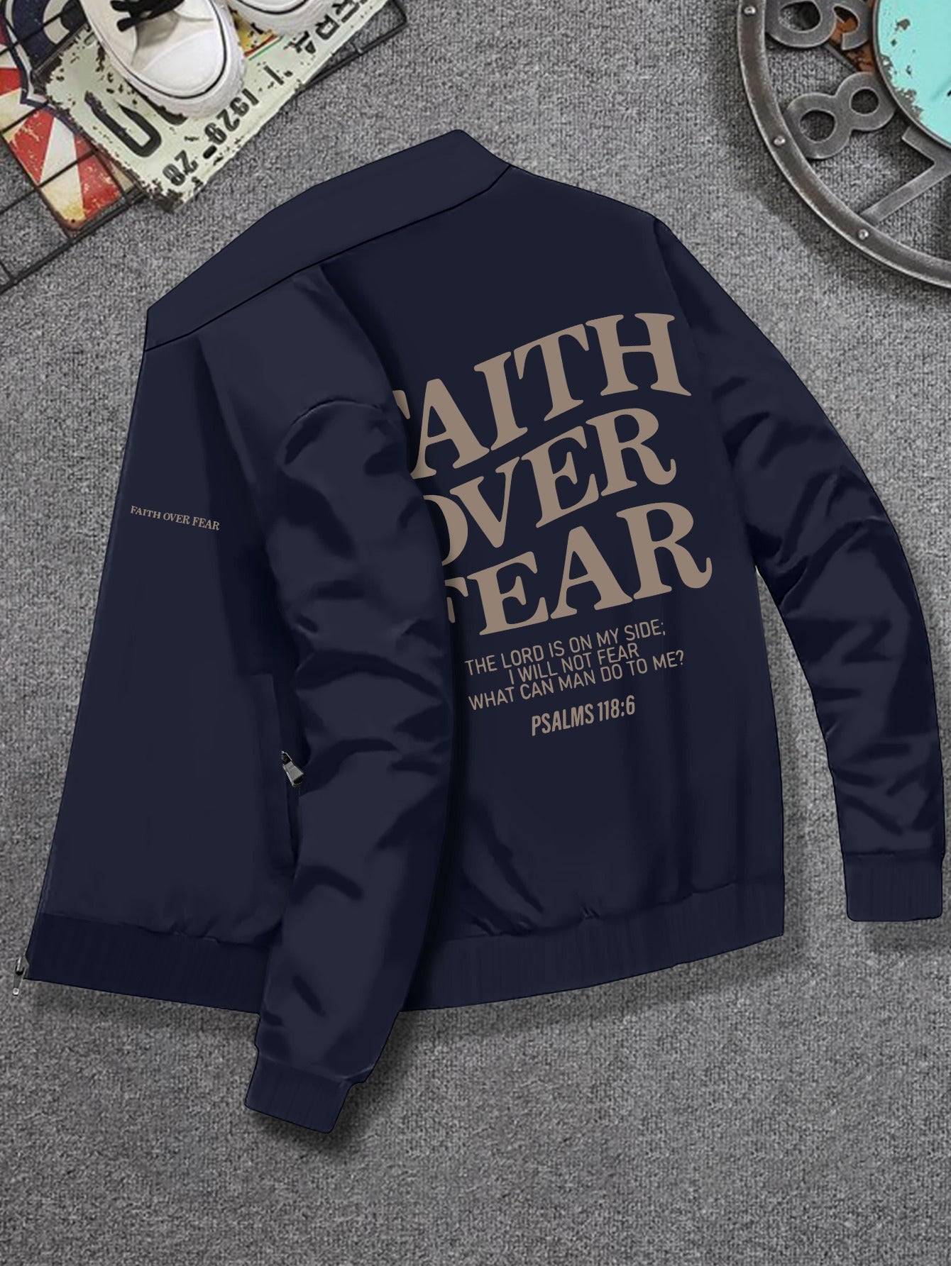Divine Power Faith Over Fear Jacket For Men Stand Collar
