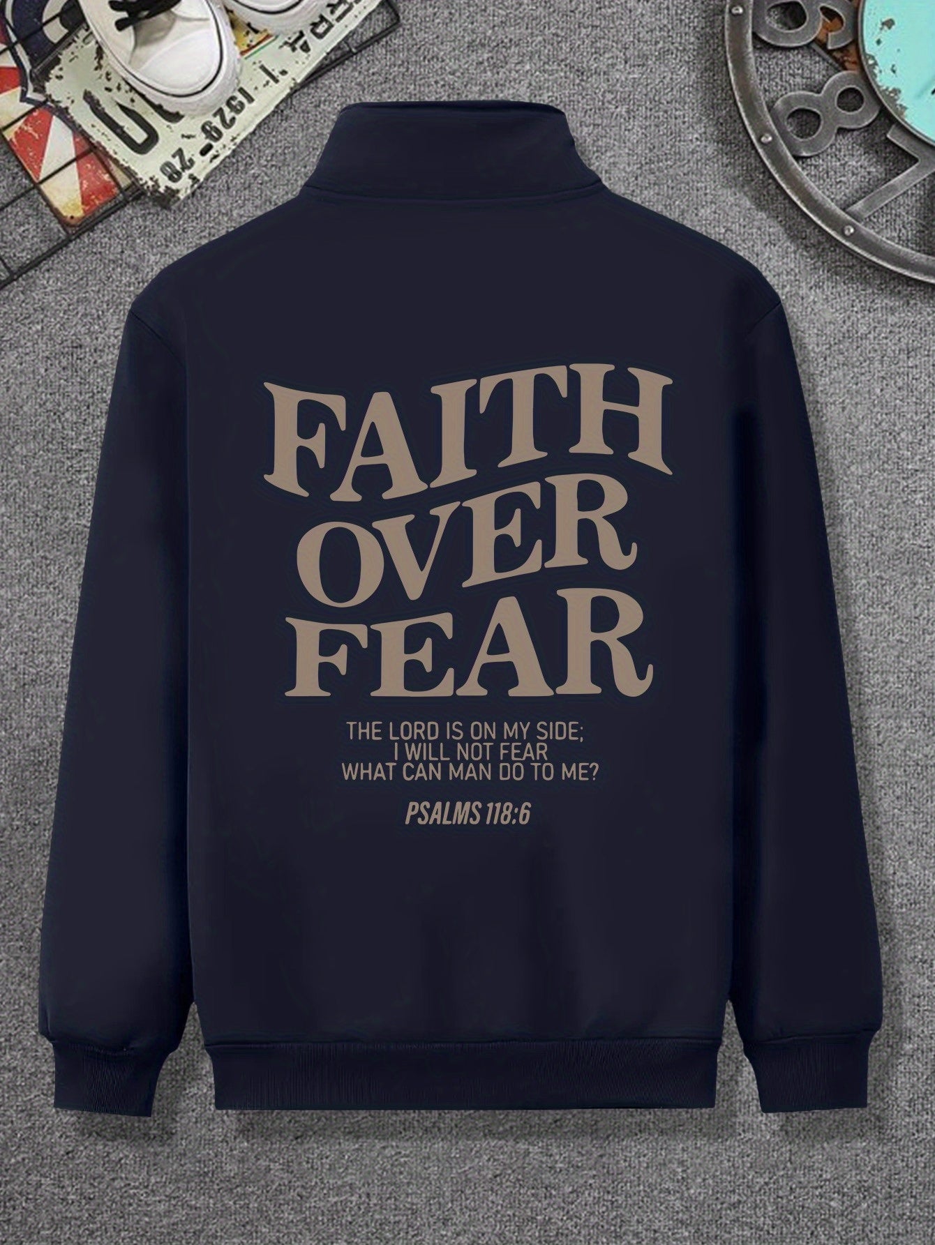 Divine Power Faith Over Fear Jacket For Men Stand Collar
