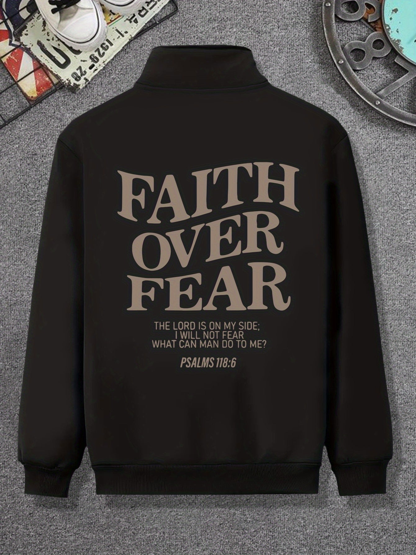 Divine Power Faith Over Fear Jacket For Men Stand Collar