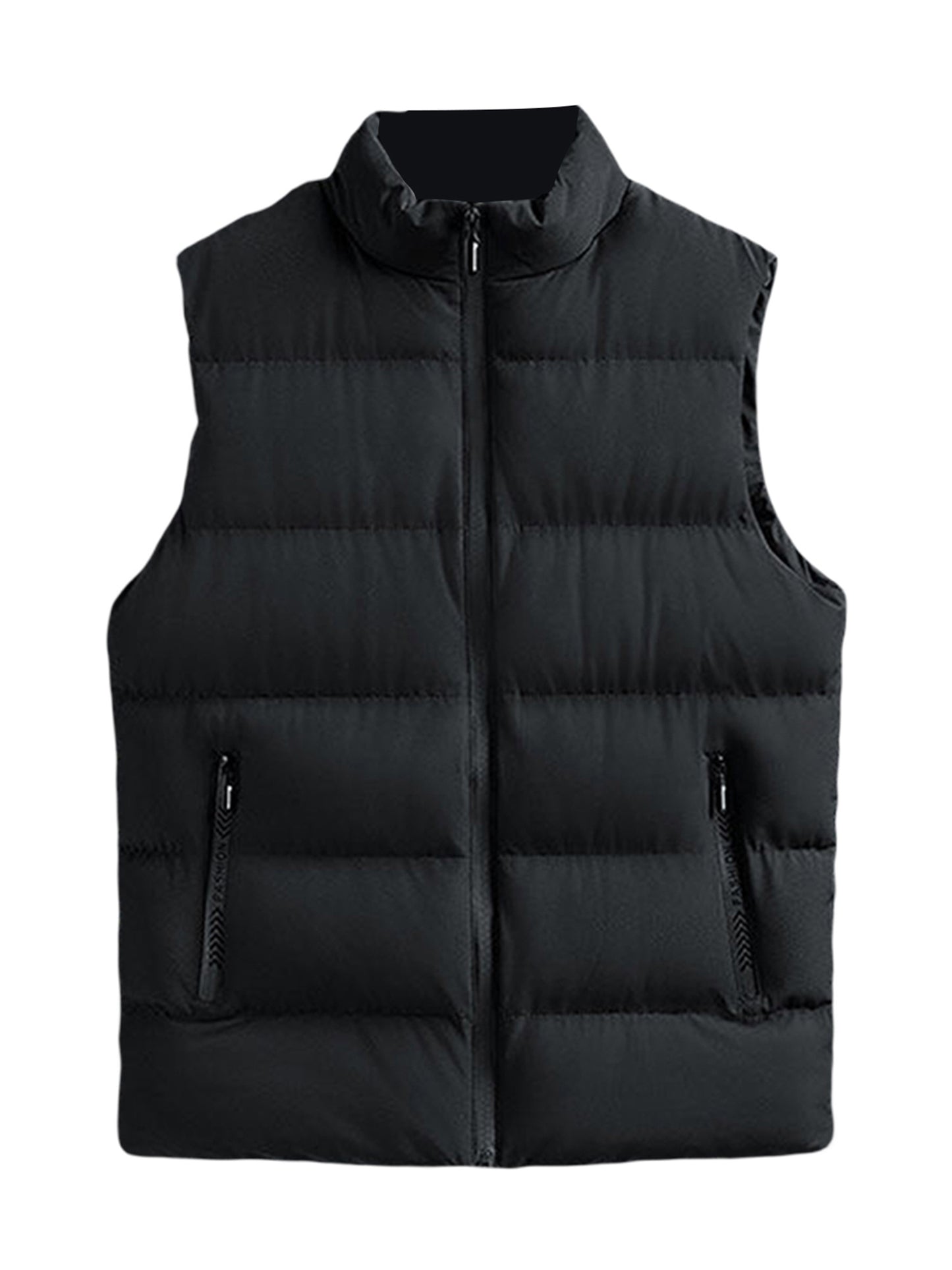 Quilted Insulated Sleeveless Vest With Stand Collar Casual