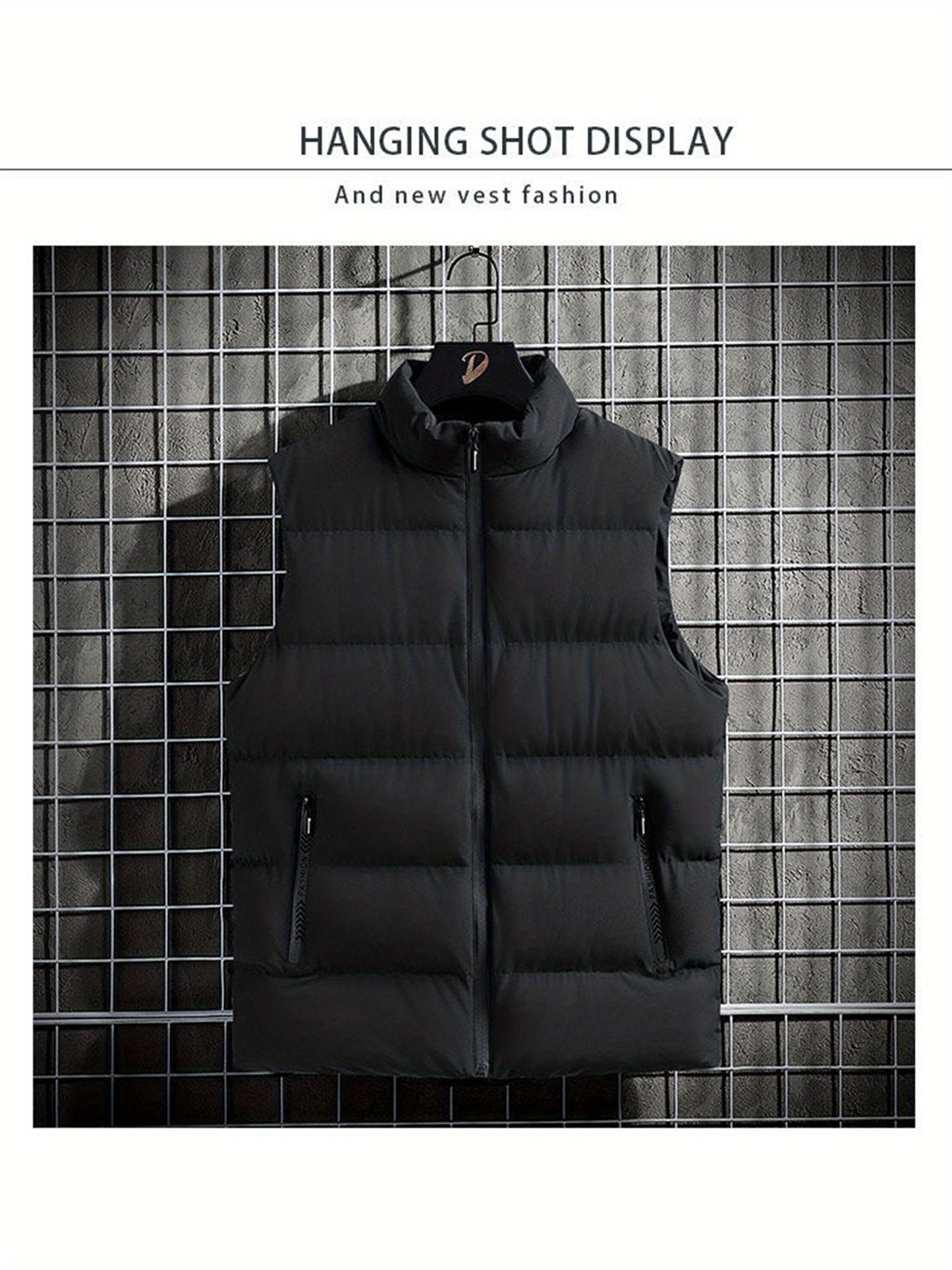 Quilted Insulated Sleeveless Vest With Stand Collar Casual