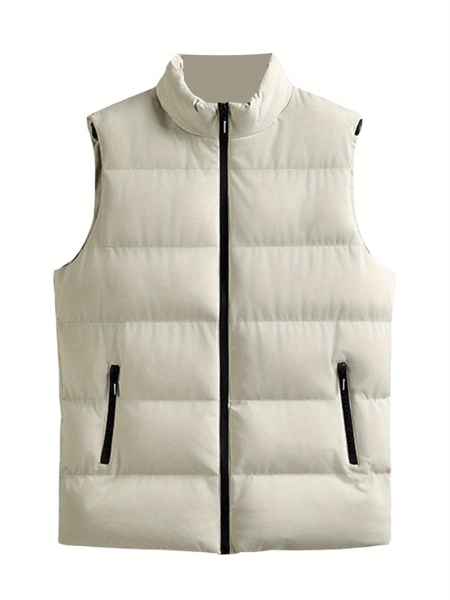 Quilted Insulated Sleeveless Vest With Stand Collar Casual