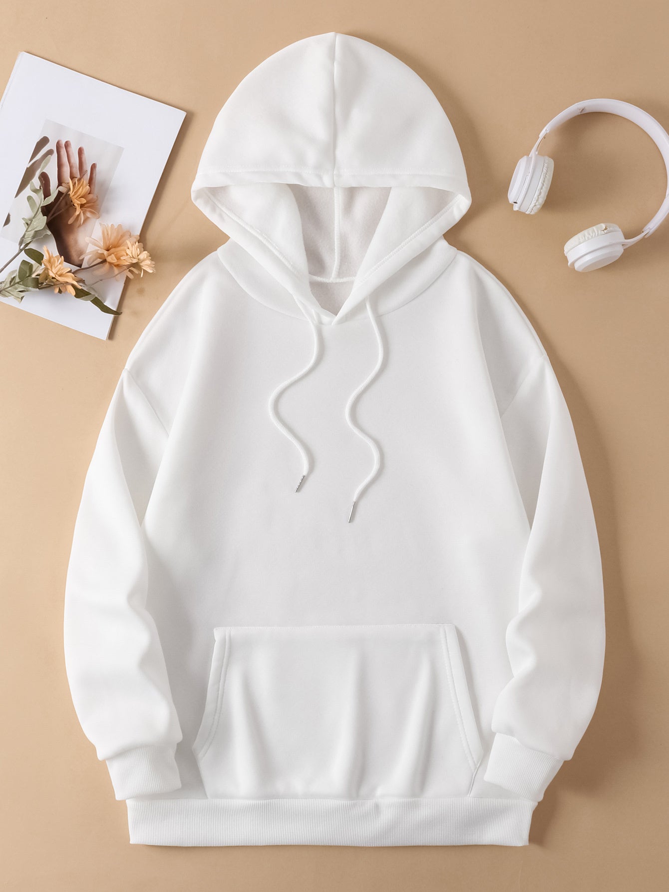 Alphabet Print Hoodie Sweatshirt Polyester Hooded Casual