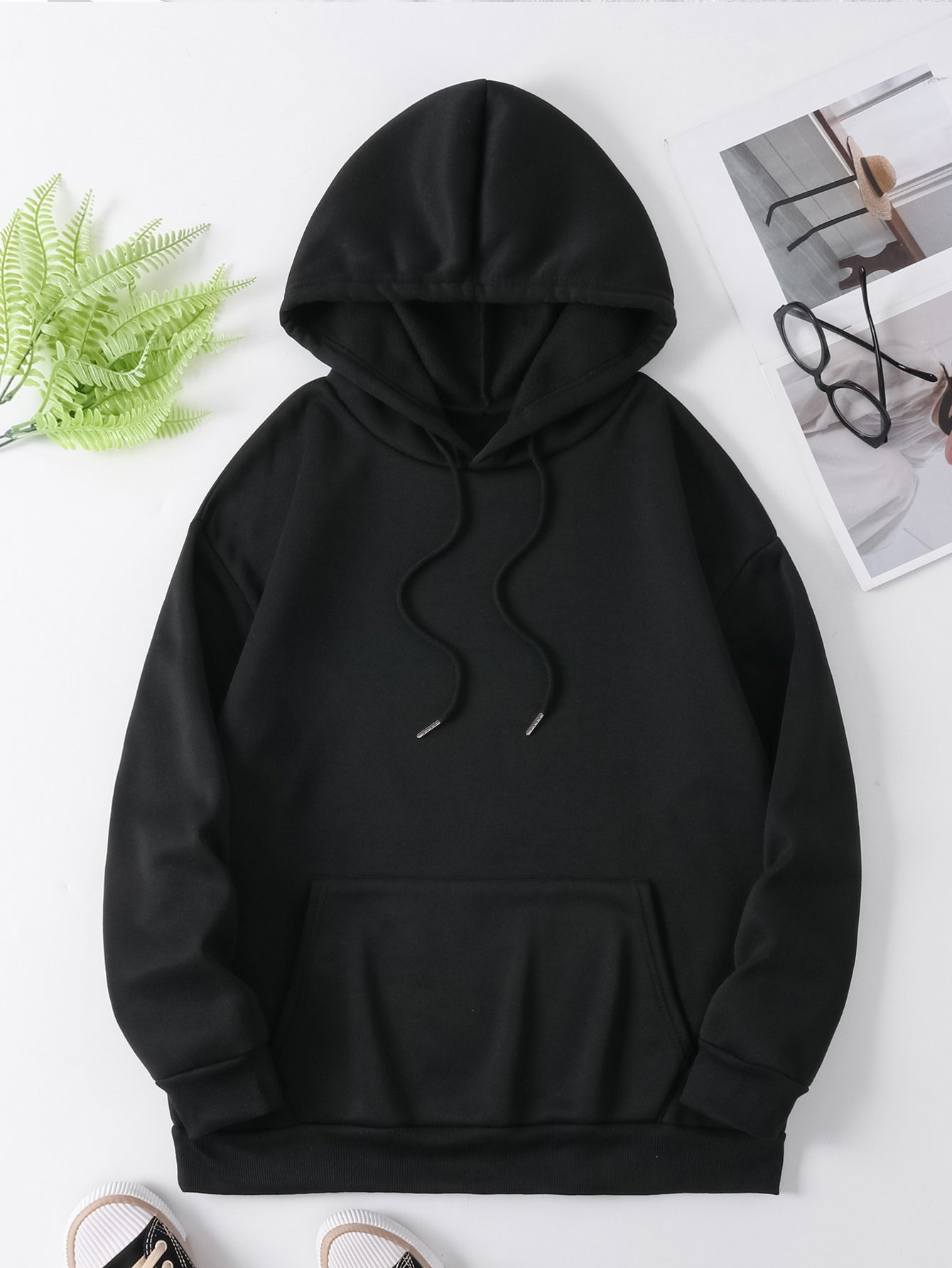 Alphabet Print Hoodie Sweatshirt Polyester Hooded Casual