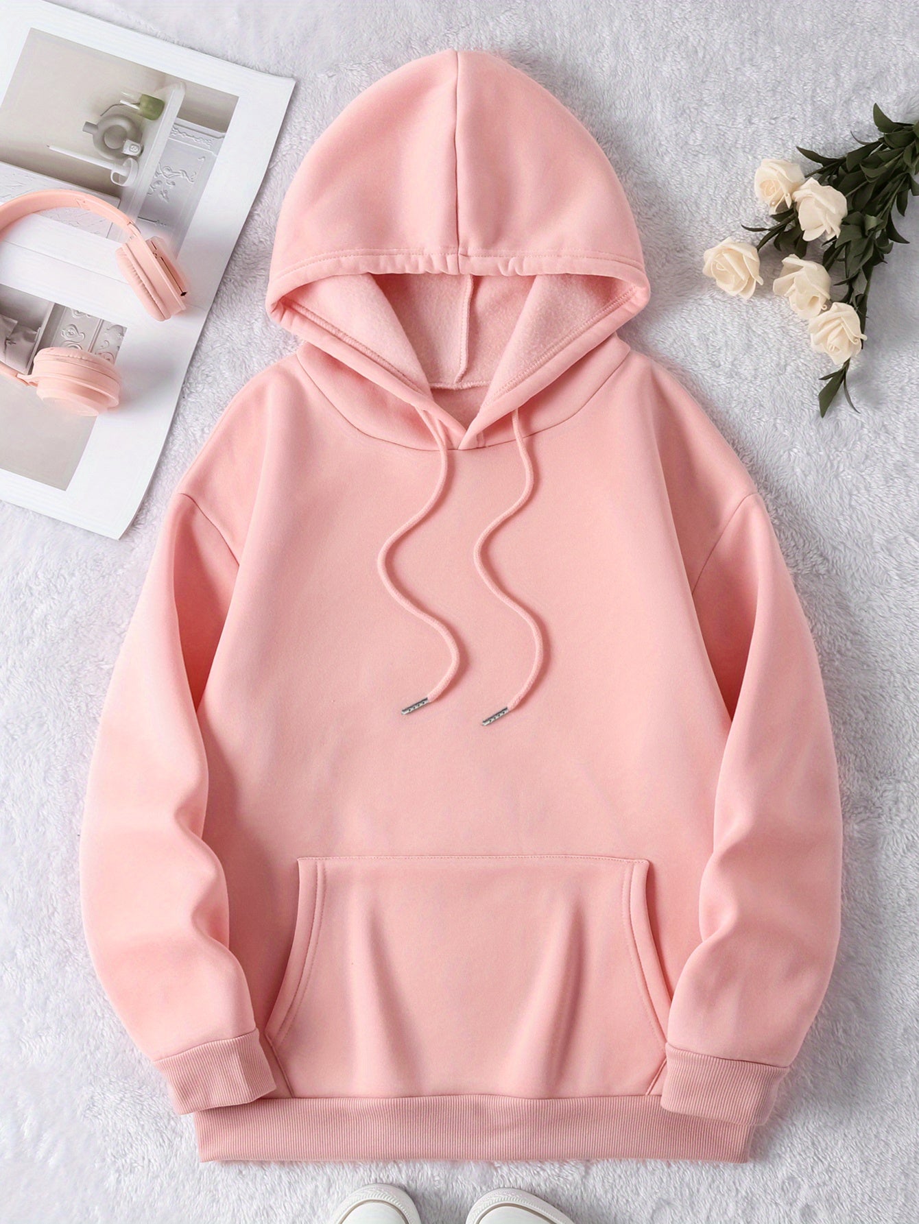 Alphabet Print Hoodie Sweatshirt Polyester Hooded Casual