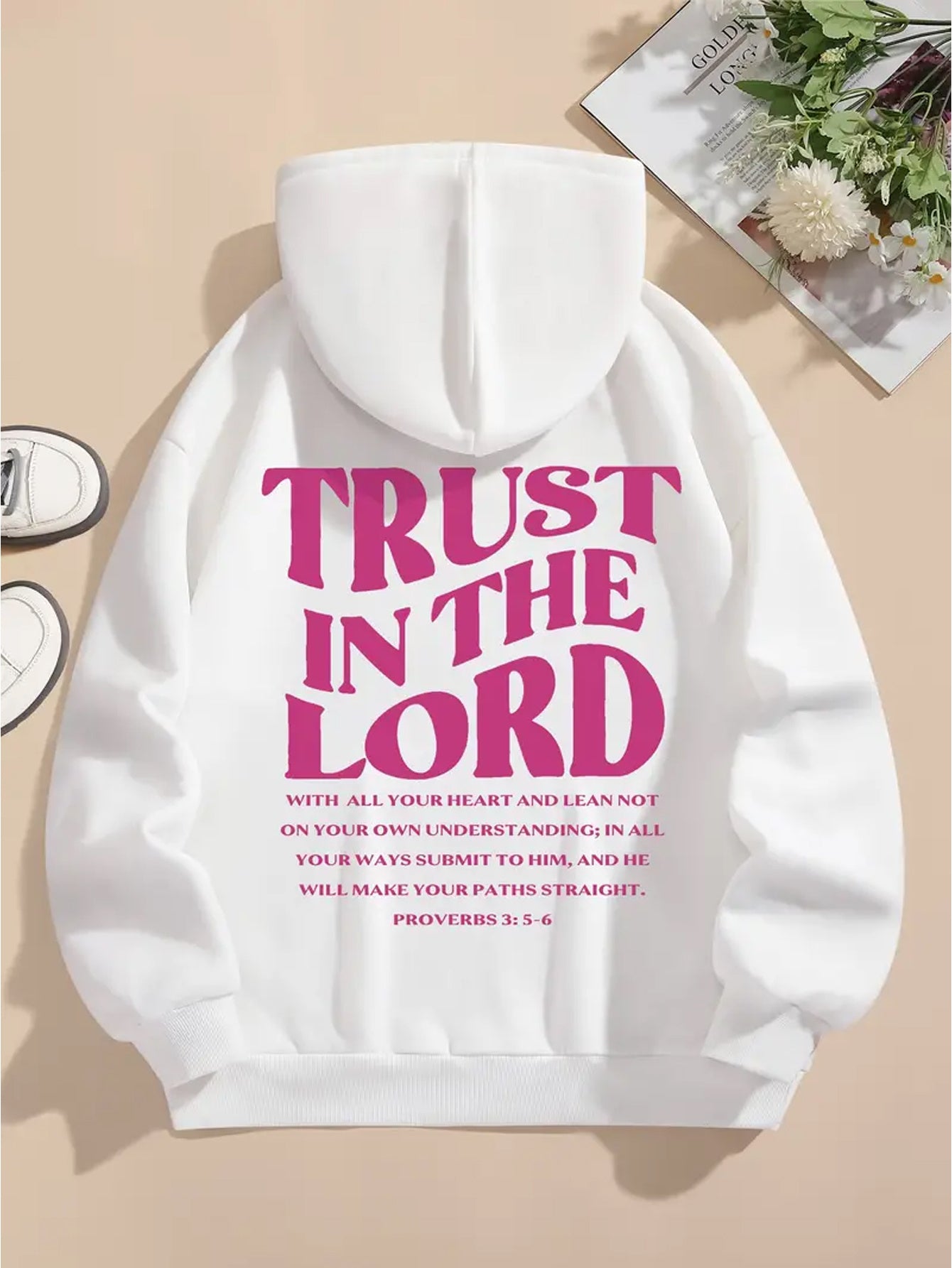 Alphabet Print Hoodie Sweatshirt Polyester Hooded Casual