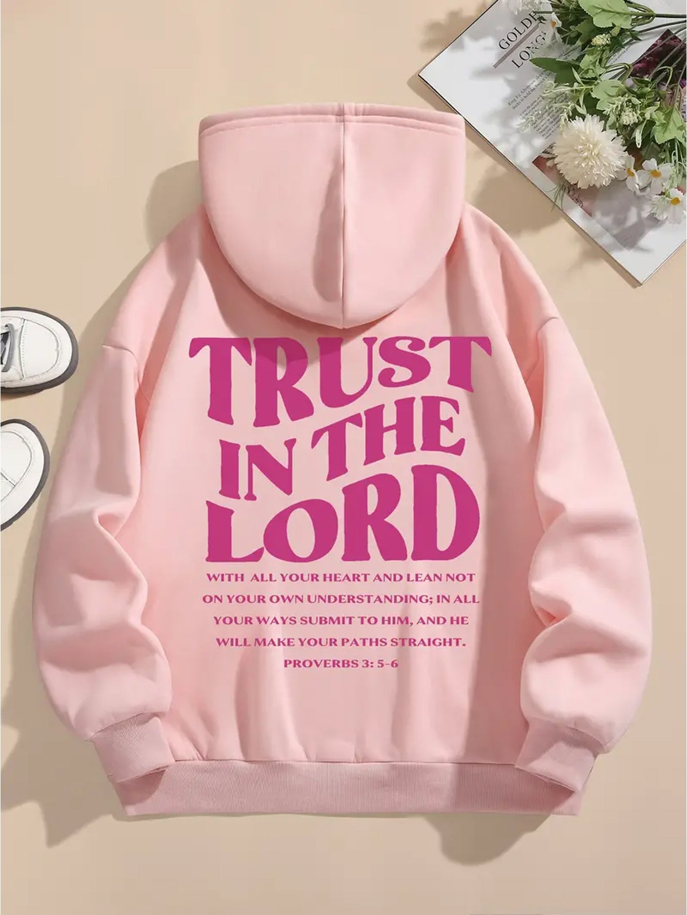 Alphabet Print Hoodie Sweatshirt Polyester Hooded Casual