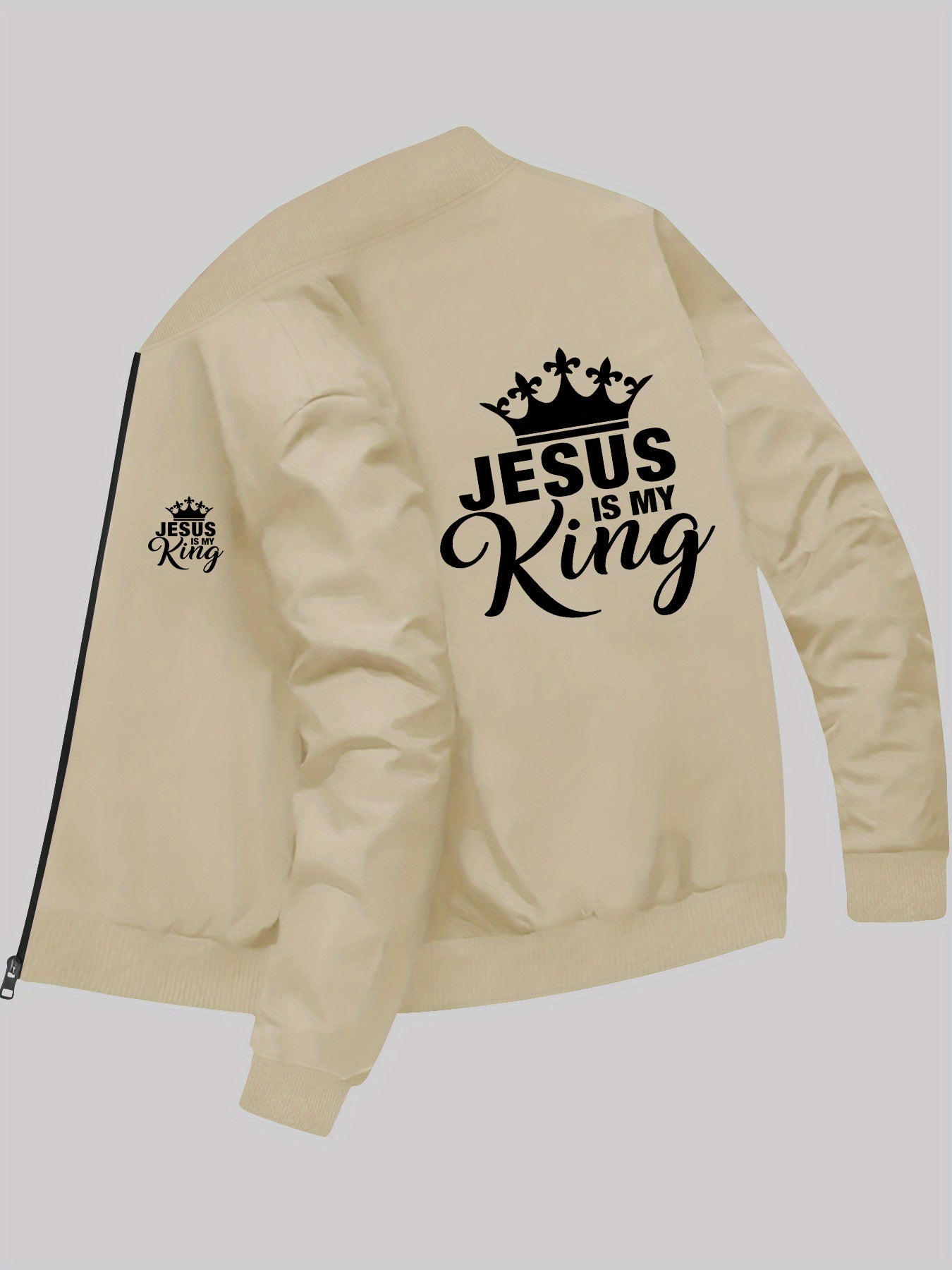 Men's Slim Fit Casual Jacket Jesus Is My King Print