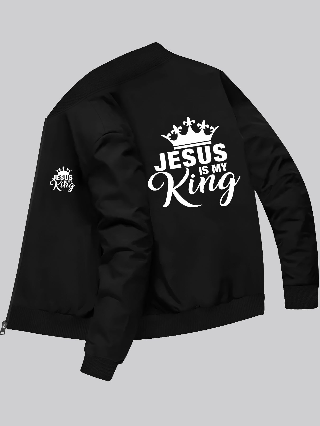 Men's Slim Fit Casual Jacket Jesus Is My King Print