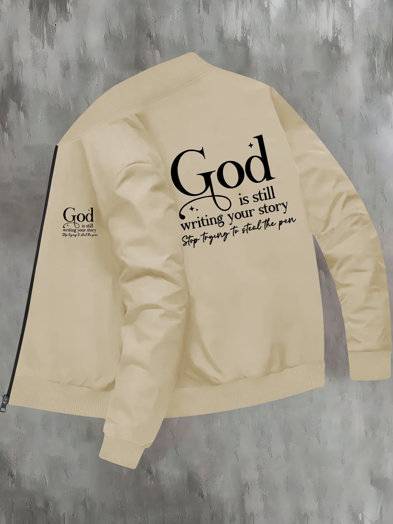 In His Divine Power God Element Print Skinny Fall Jacket